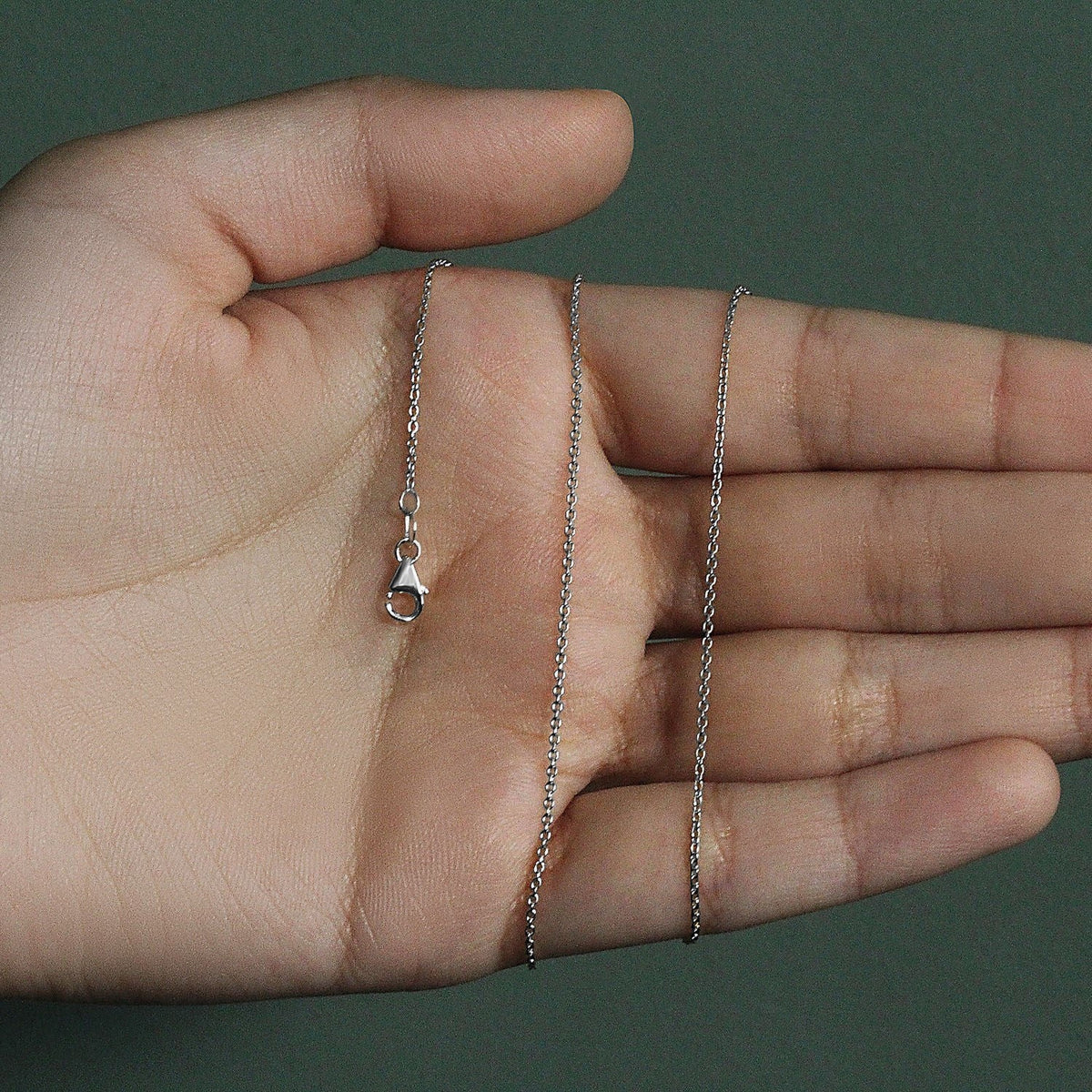 14k White Gold Round Cable Link Chain (1.10 mm) - LinkagejewelrydesignLinkagejewelrydesign