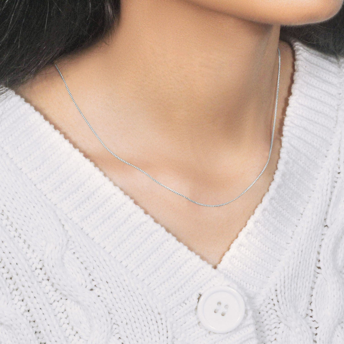 14k White Gold Round Wheat Chain (0.60 mm) - LinkagejewelrydesignLinkagejewelrydesign