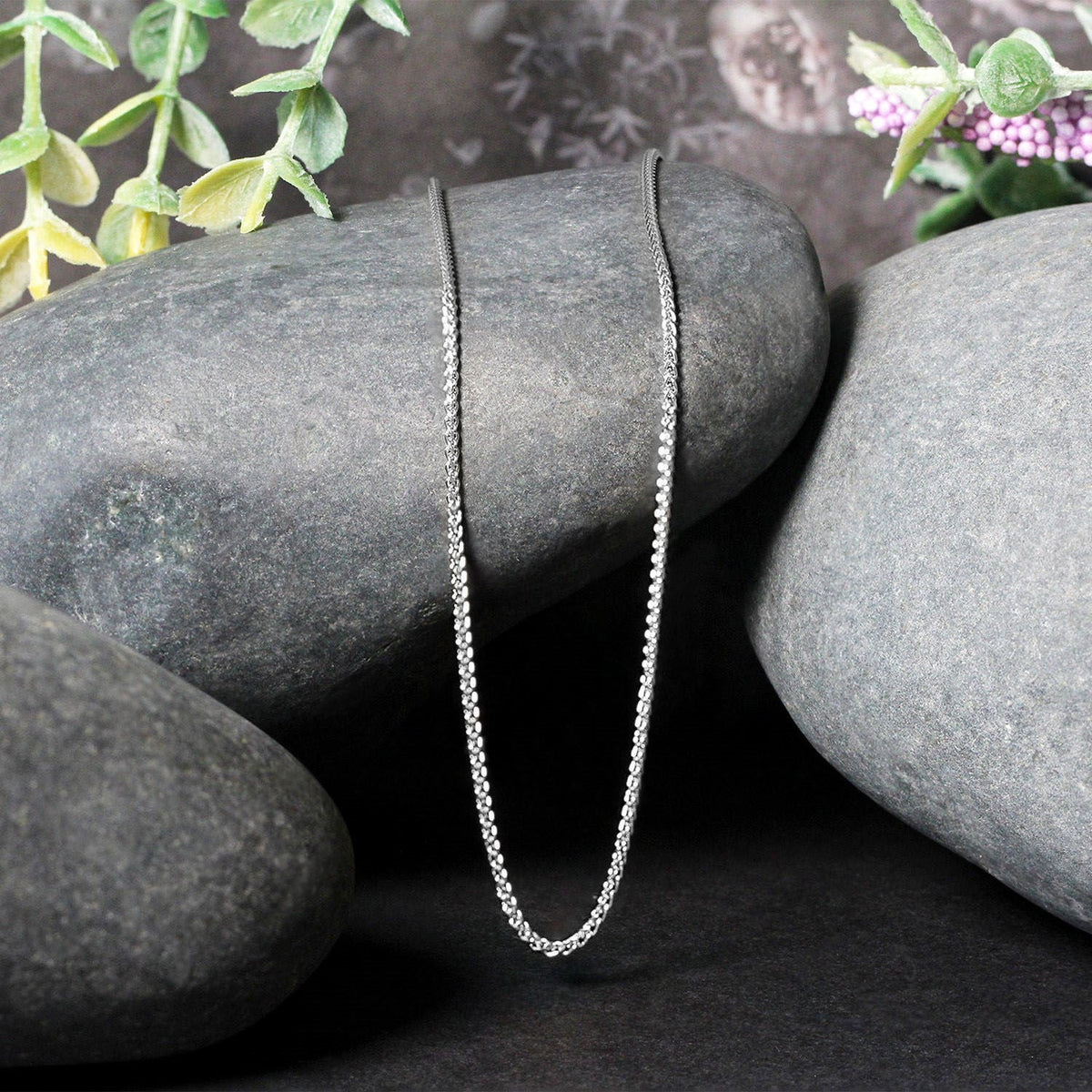 14k White Gold Round Wheat Chain 1.2mm - LinkagejewelrydesignLinkagejewelrydesign