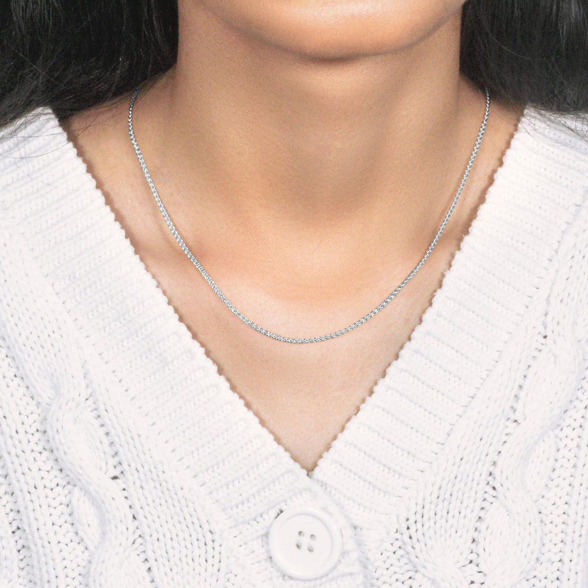 14k White Gold Round Wheat Chain (1.5 mm) - LinkagejewelrydesignLinkagejewelrydesign