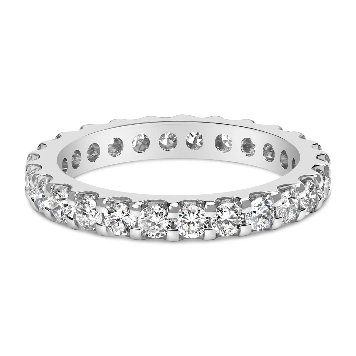 14K White Gold Shared Prong Set Round Diamond Eternity Band Ring (G - H Color, SI1 - SI2 Clarity) - LinkagejewelrydesignLinkagejewelrydesign