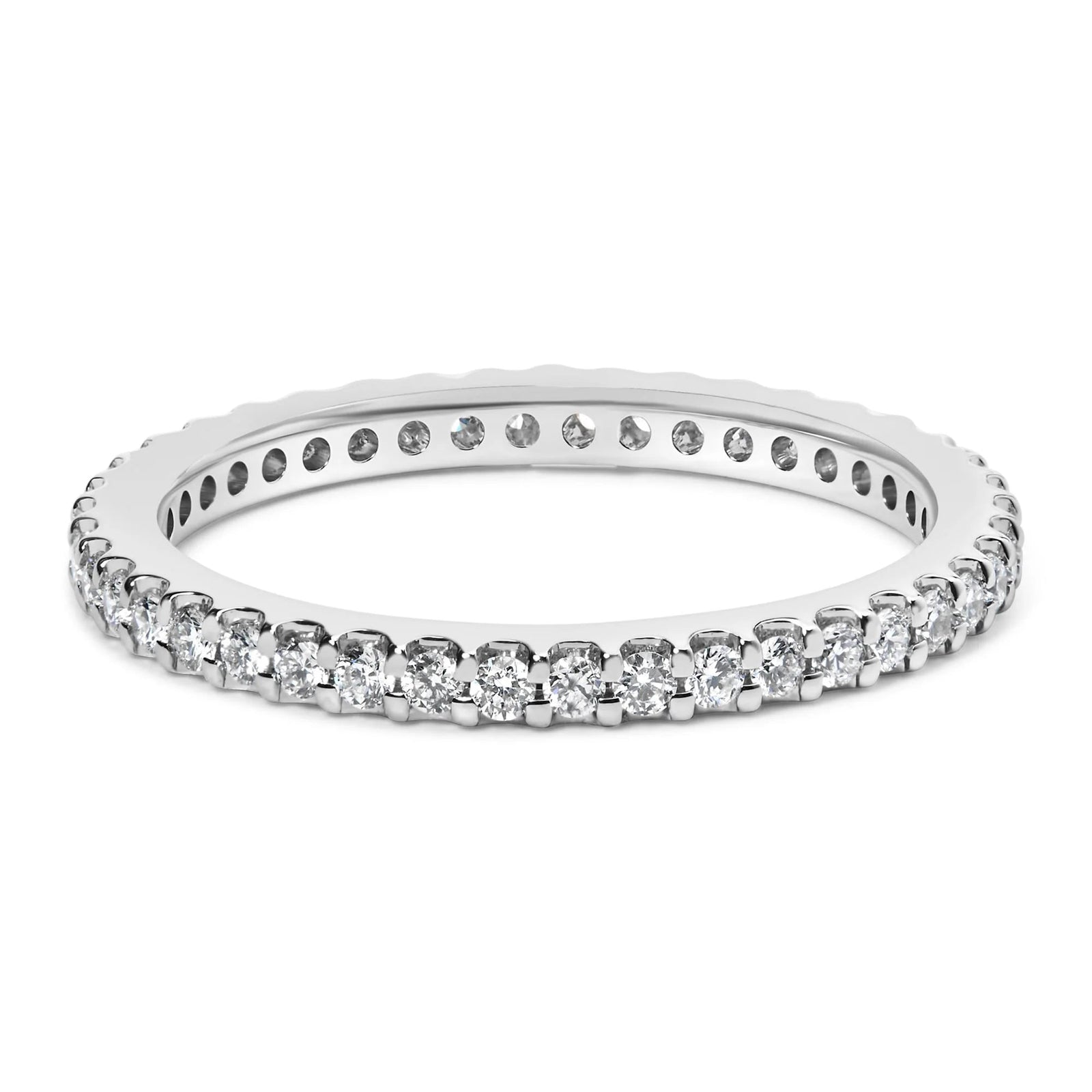 14K White Gold Shared Prong Set Round Diamond Eternity Band Ring (G - H Color, SI1 - SI2 Clarity) - LinkagejewelrydesignLinkagejewelrydesign