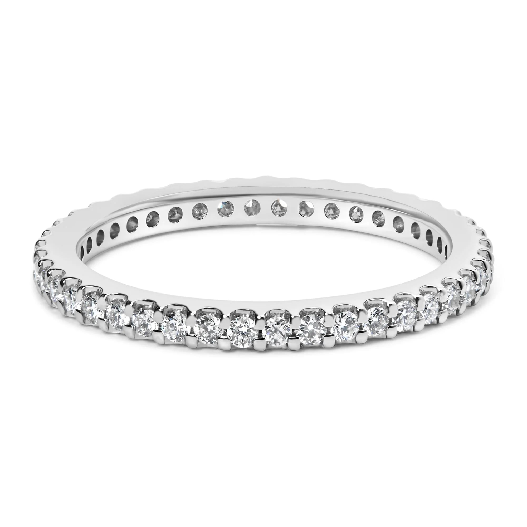 14K White Gold Shared Prong Set Round Diamond Eternity Band Ring (G - H Color, SI1 - SI2 Clarity) - LinkagejewelrydesignLinkagejewelrydesign