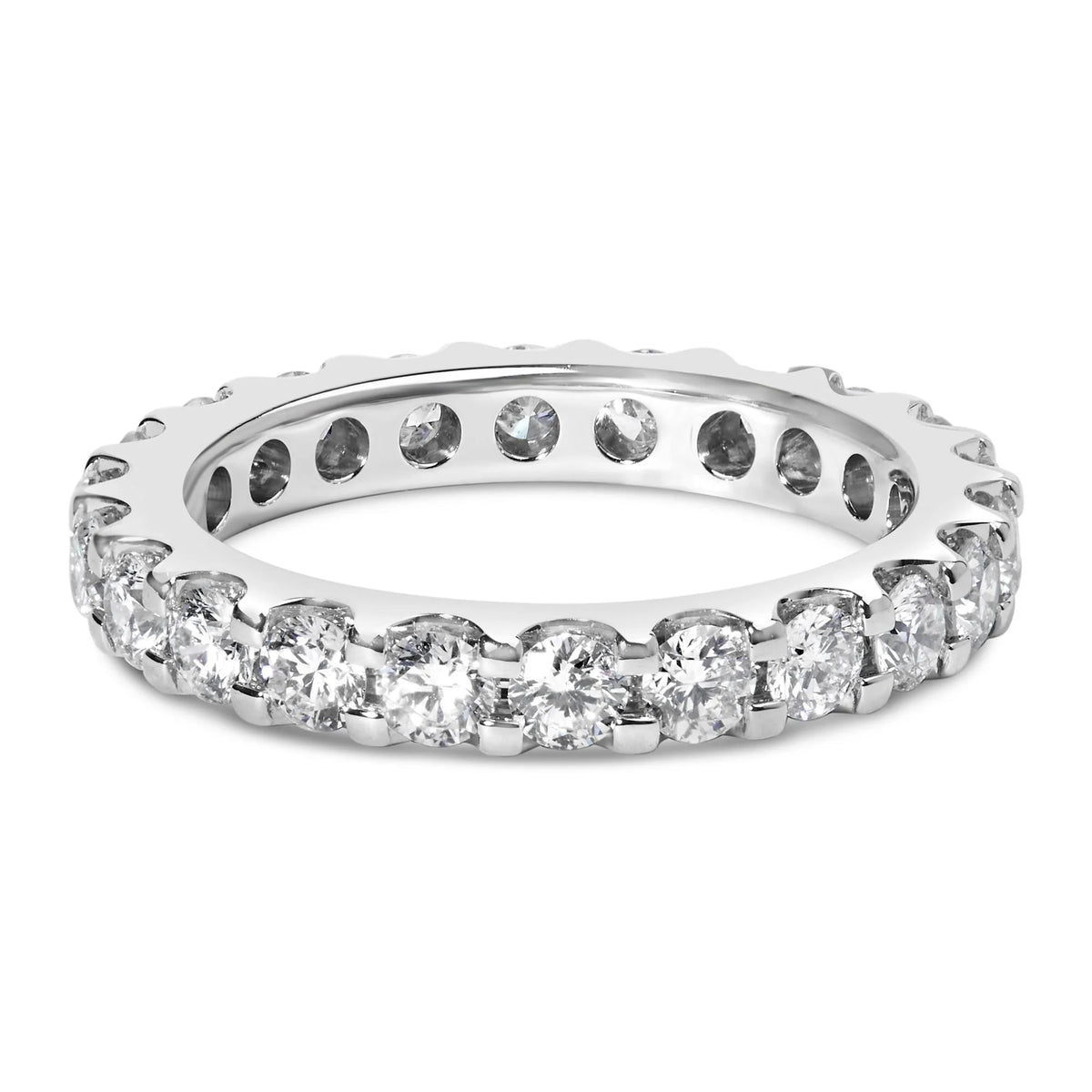 14K White Gold Shared Prong Set Round Diamond Eternity Band Ring (G - H Color, SI1 - SI2 Clarity) - LinkagejewelrydesignLinkagejewelrydesign