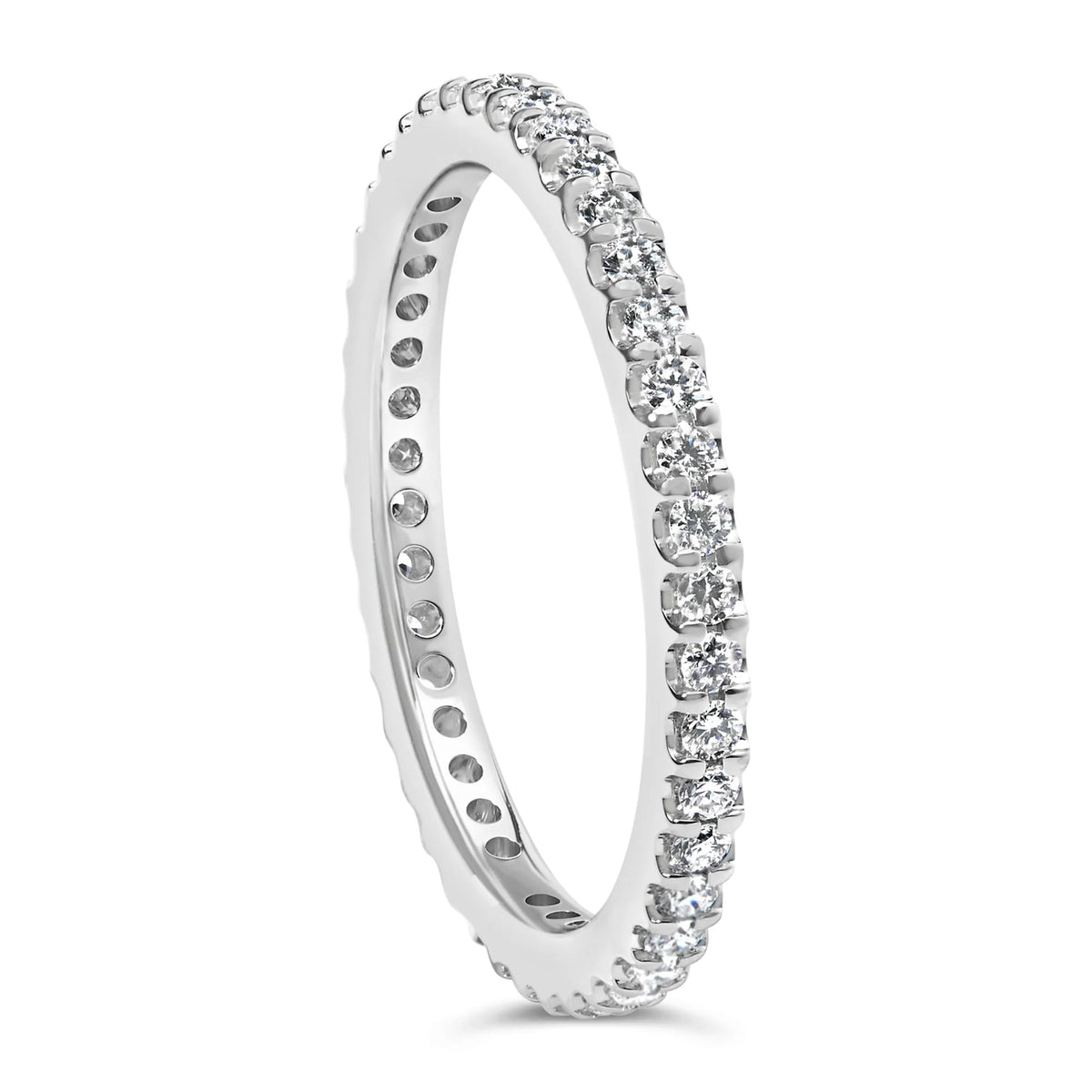 14K White Gold Shared Prong Set Round Diamond Eternity Band Ring (G - H Color, SI1 - SI2 Clarity) - LinkagejewelrydesignLinkagejewelrydesign