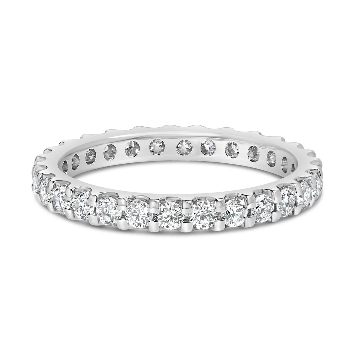 14K White Gold Shared Prong Set Round Diamond Eternity Band Ring (G - H Color, SI1 - SI2 Clarity) - LinkagejewelrydesignLinkagejewelrydesign