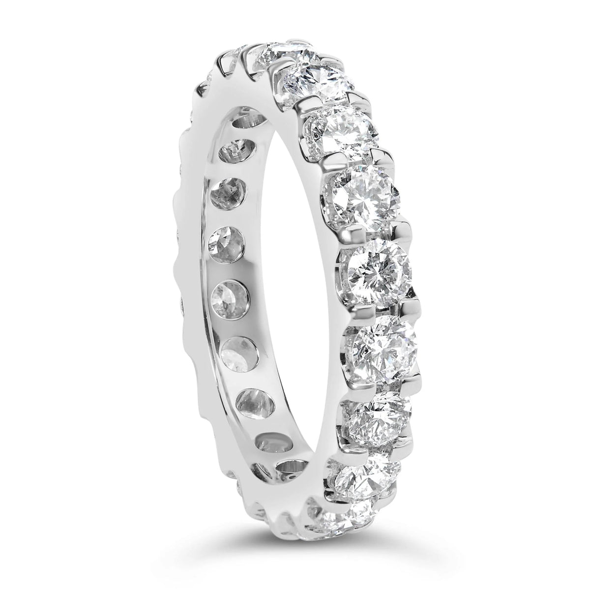 14K White Gold Shared Prong Set Round Diamond Eternity Band Ring (G - H Color, SI1 - SI2 Clarity) - LinkagejewelrydesignLinkagejewelrydesign