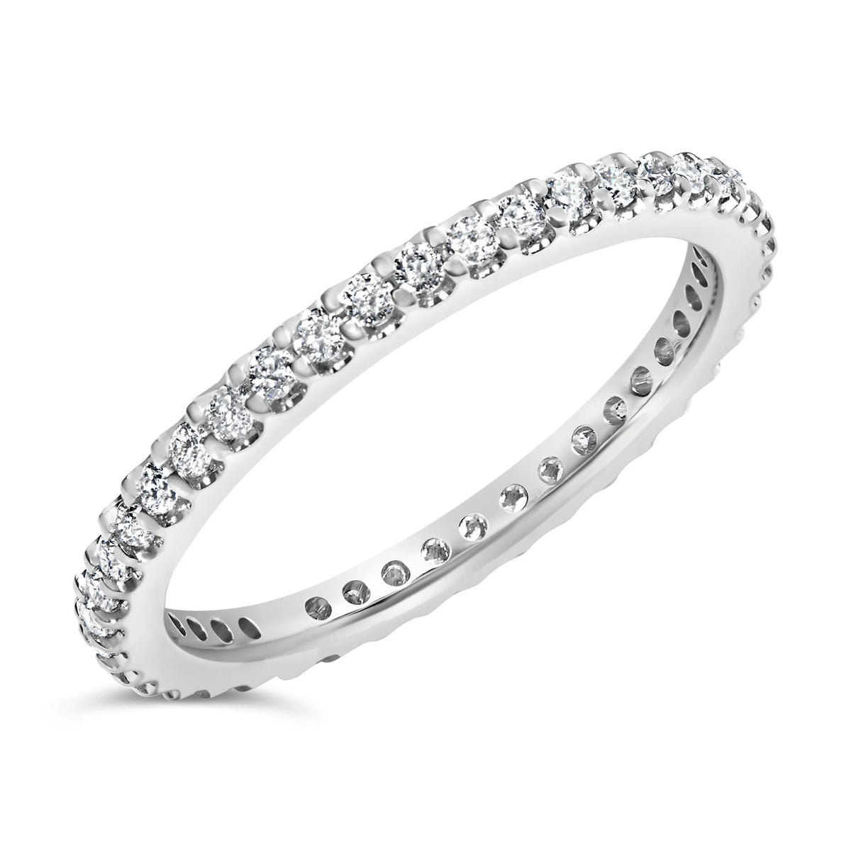 14K White Gold Shared Prong Set Round Diamond Eternity Band Ring (G - H Color, SI1 - SI2 Clarity) - LinkagejewelrydesignLinkagejewelrydesign