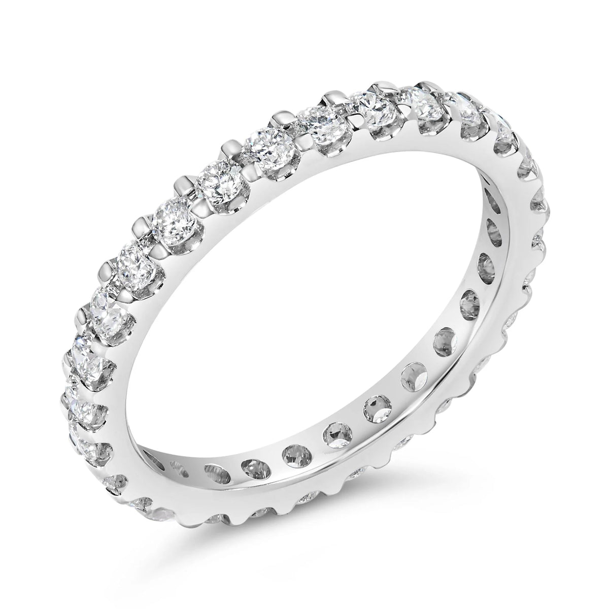 14K White Gold Shared Prong Set Round Diamond Eternity Band Ring (G - H Color, SI1 - SI2 Clarity) - LinkagejewelrydesignLinkagejewelrydesign