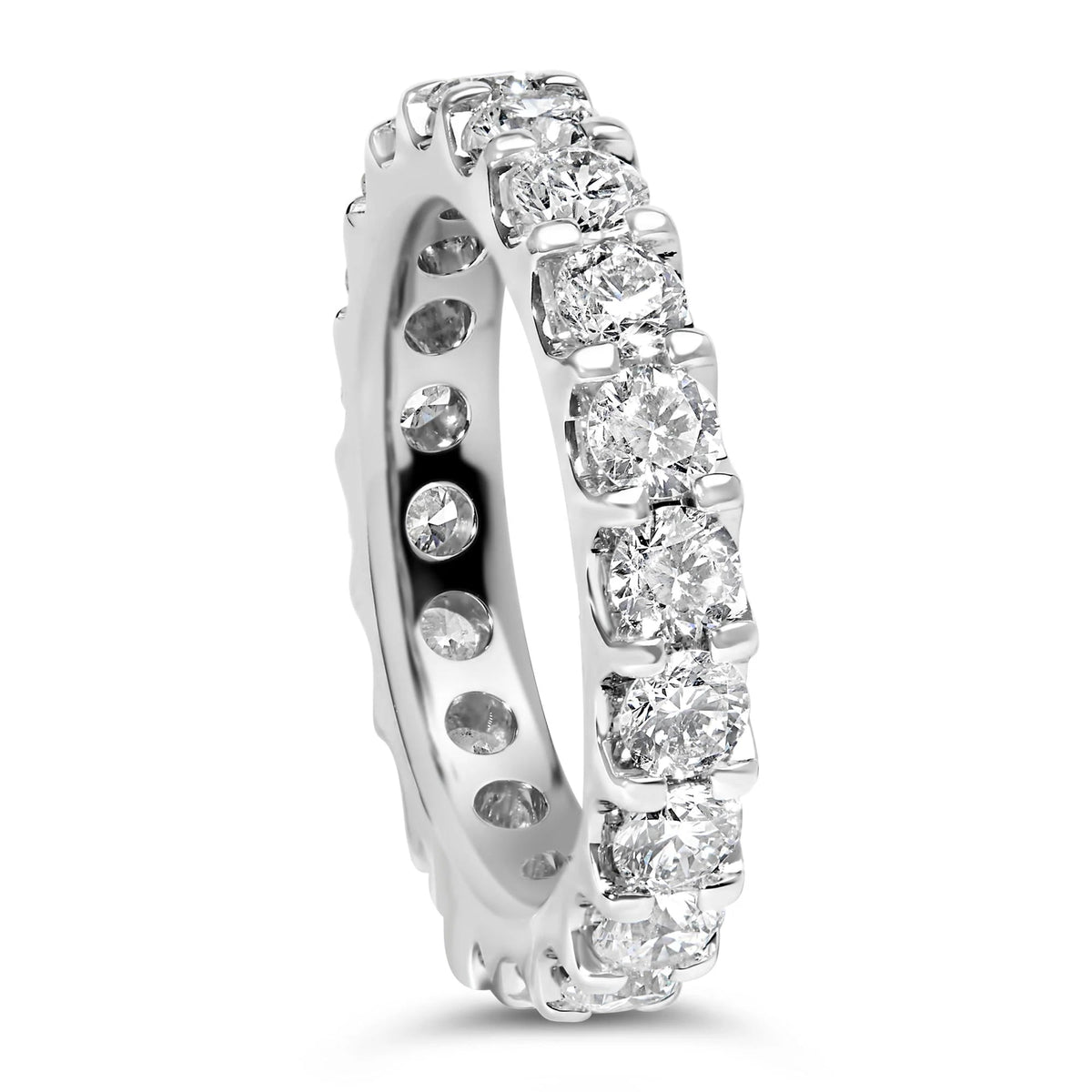 14K White Gold Shared Prong Set Round Diamond Eternity Band Ring (G - H Color, SI1 - SI2 Clarity) - LinkagejewelrydesignLinkagejewelrydesign