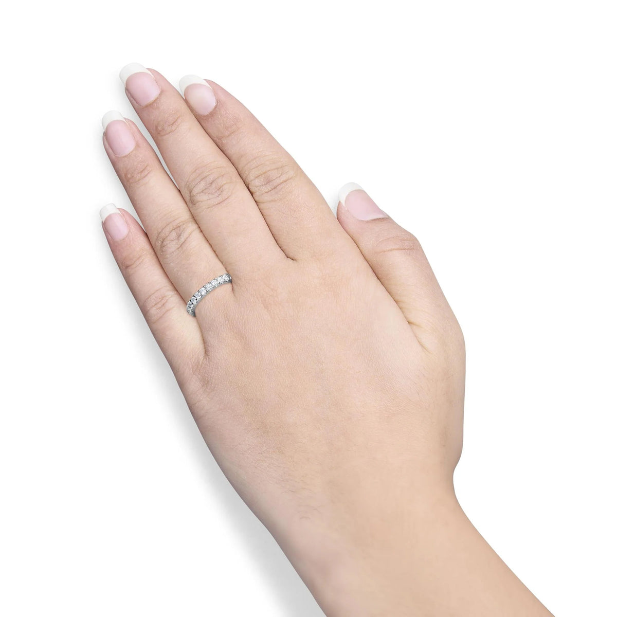 14K White Gold Shared Prong Set Round Diamond Eternity Band Ring (G - H Color, SI1 - SI2 Clarity) - LinkagejewelrydesignLinkagejewelrydesign