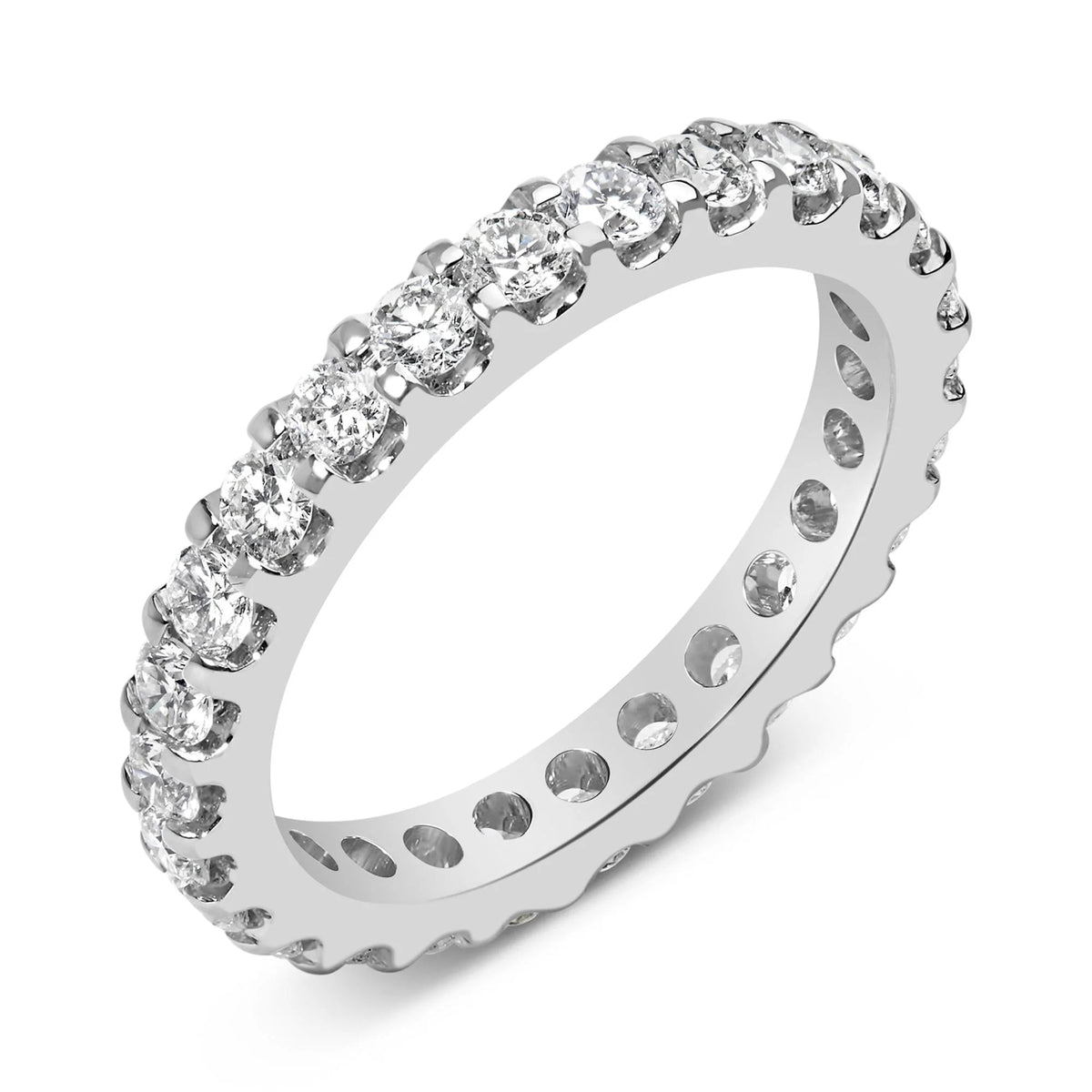 14K White Gold Shared Prong Set Round Diamond Eternity Band Ring (G - H Color, SI1 - SI2 Clarity) - LinkagejewelrydesignLinkagejewelrydesign