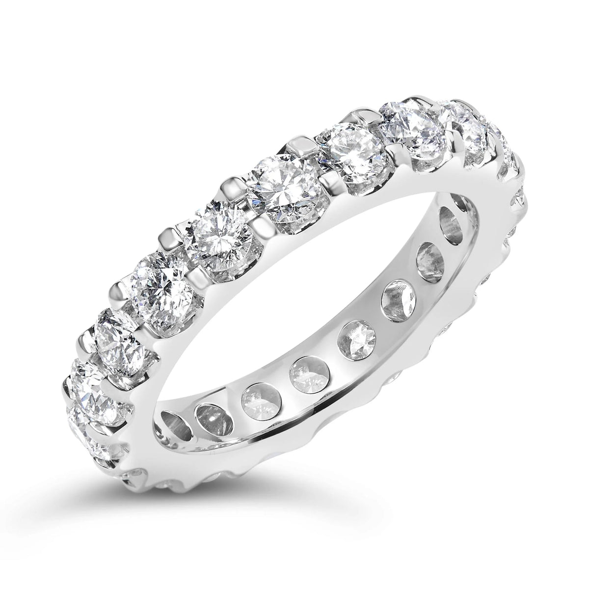 14K White Gold Shared Prong Set Round Diamond Eternity Band Ring (G - H Color, SI1 - SI2 Clarity) - LinkagejewelrydesignLinkagejewelrydesign