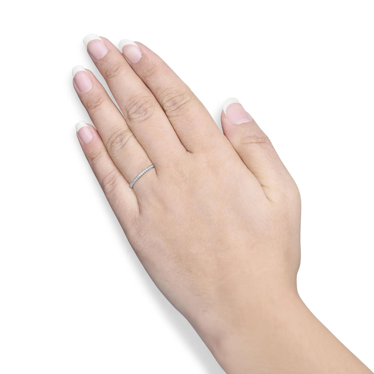 14K White Gold Shared Prong Set Round Diamond Eternity Band Ring (G - H Color, SI1 - SI2 Clarity) - LinkagejewelrydesignLinkagejewelrydesign