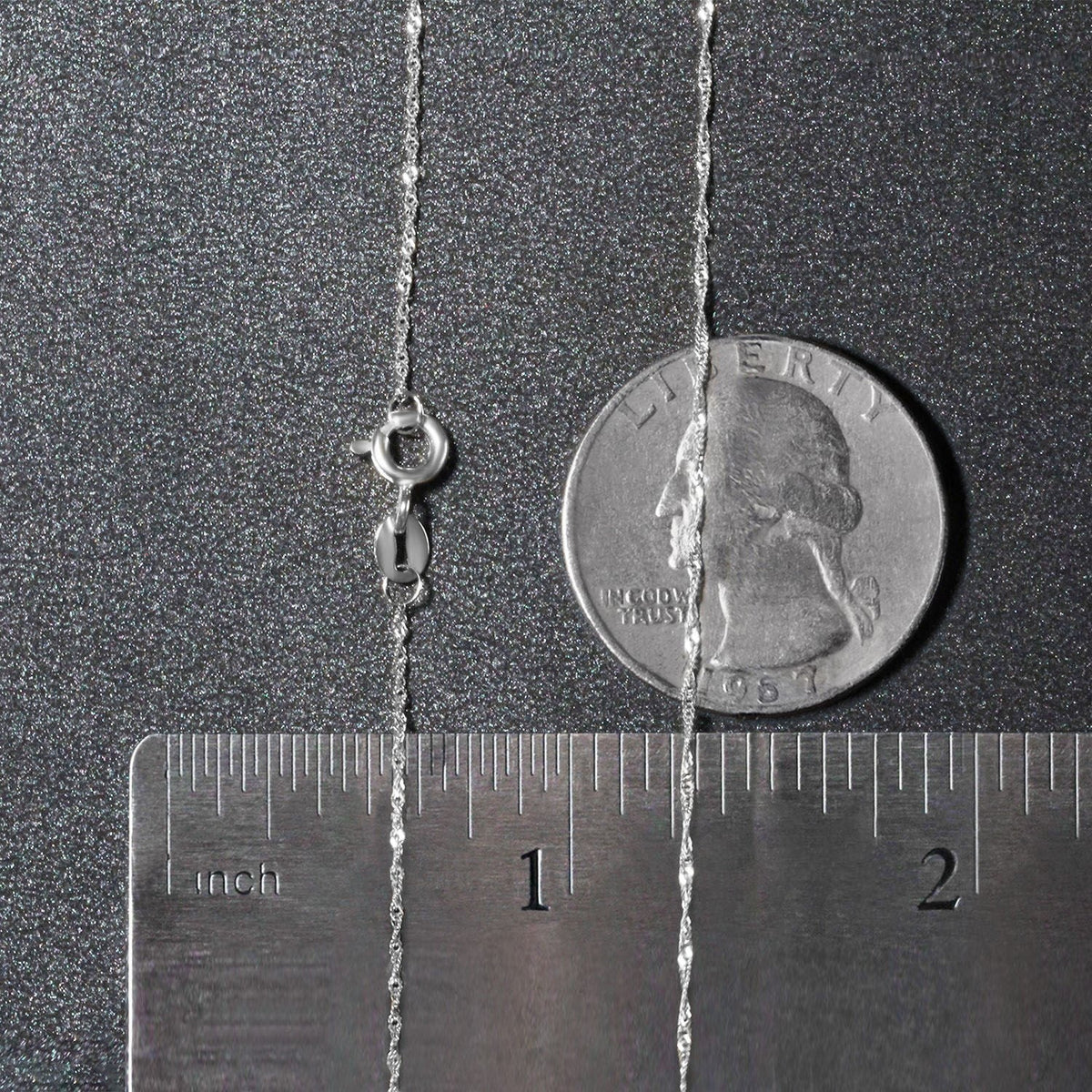 14k White Gold Singapore Chain 0.8mm (0.81 mm) - LinkagejewelrydesignLinkagejewelrydesign