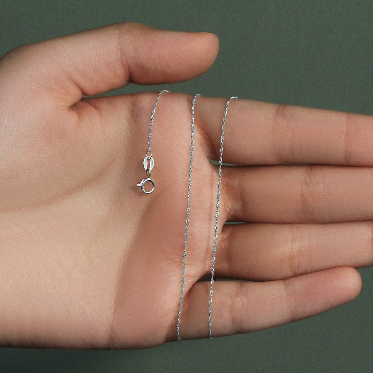 14k White Gold Singapore Chain 0.8mm (0.81 mm) - LinkagejewelrydesignLinkagejewelrydesign