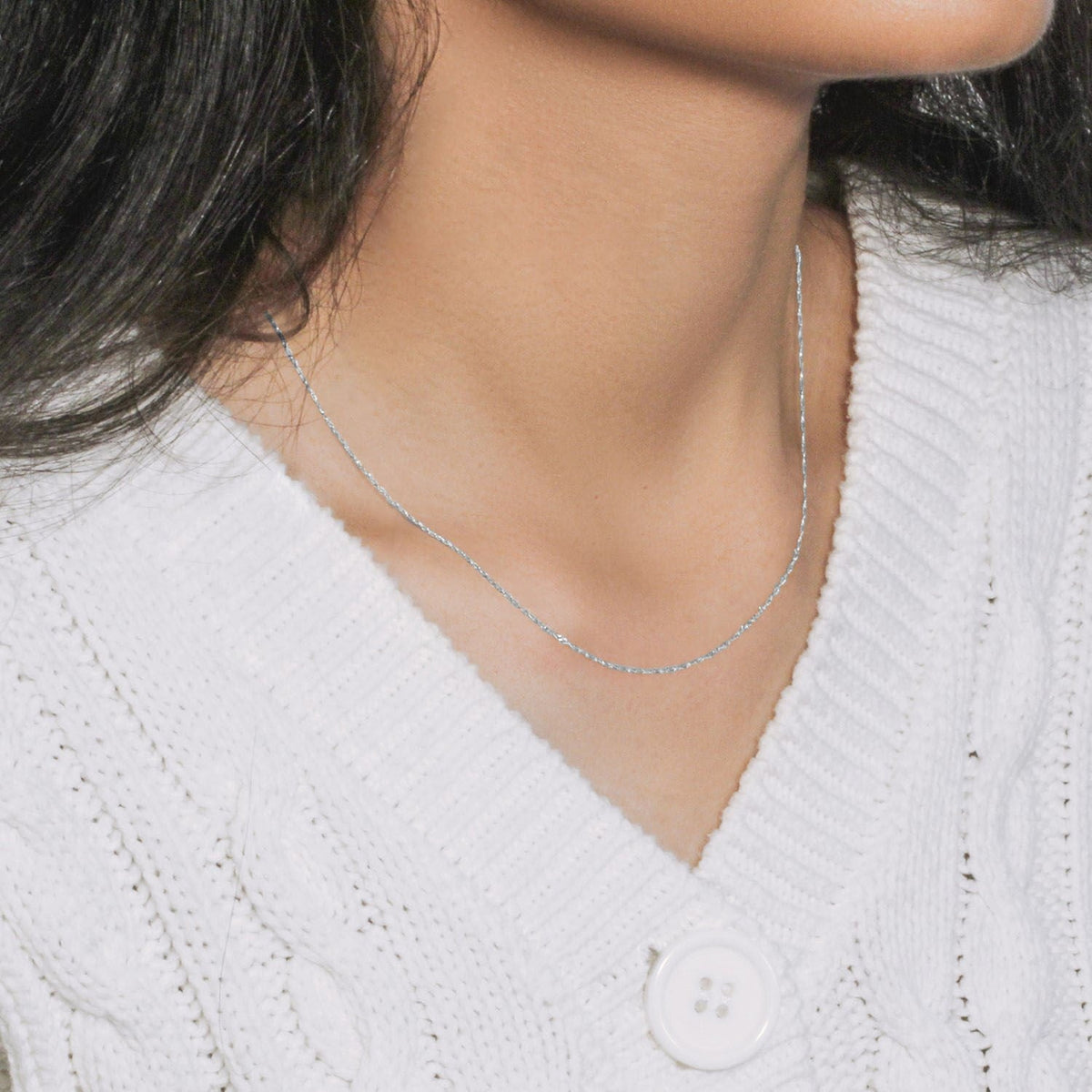 14k White Gold Singapore Chain 0.8mm (0.81 mm) - LinkagejewelrydesignLinkagejewelrydesign