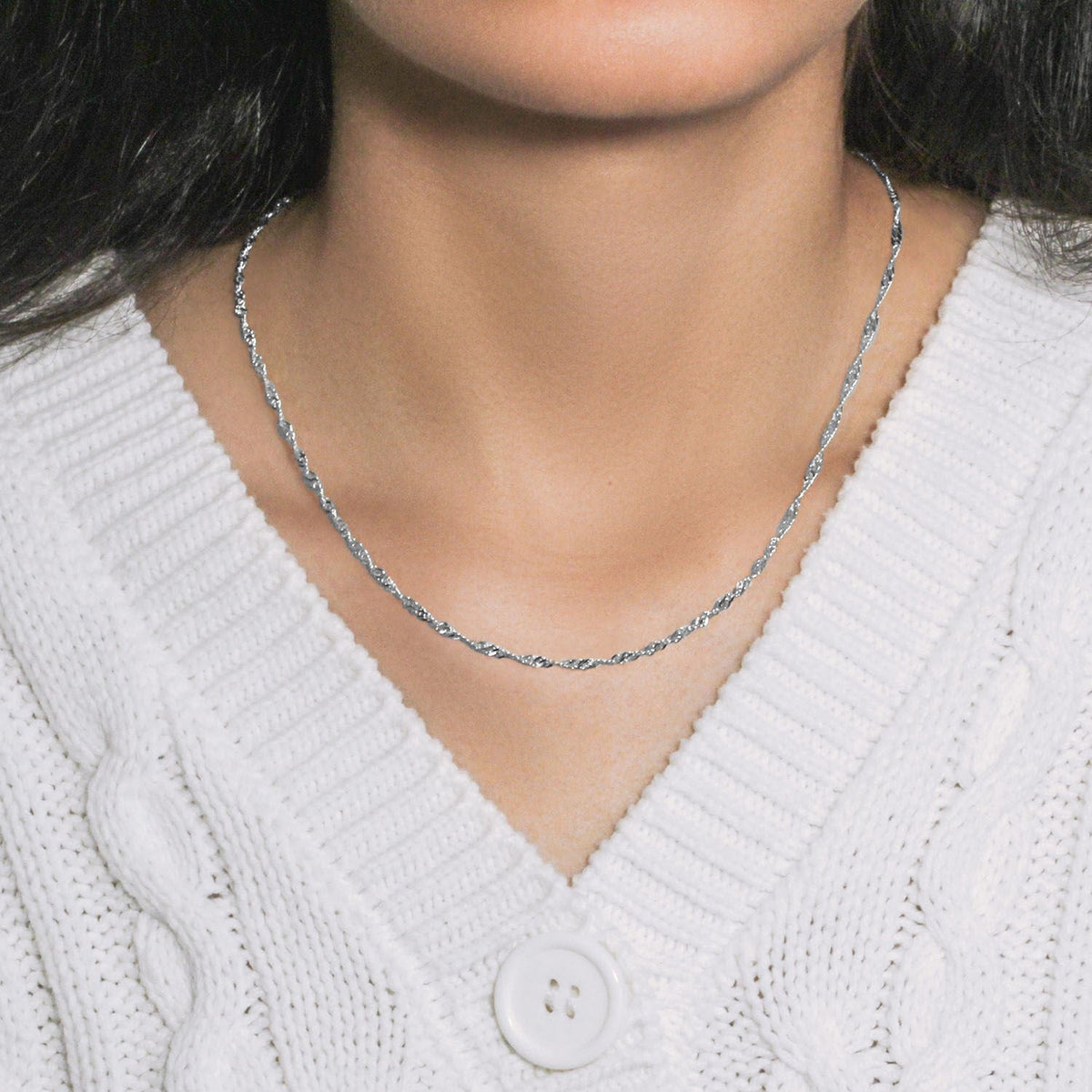 14k White Gold Singapore Chain (2.10 mm) - LinkagejewelrydesignLinkagejewelrydesign