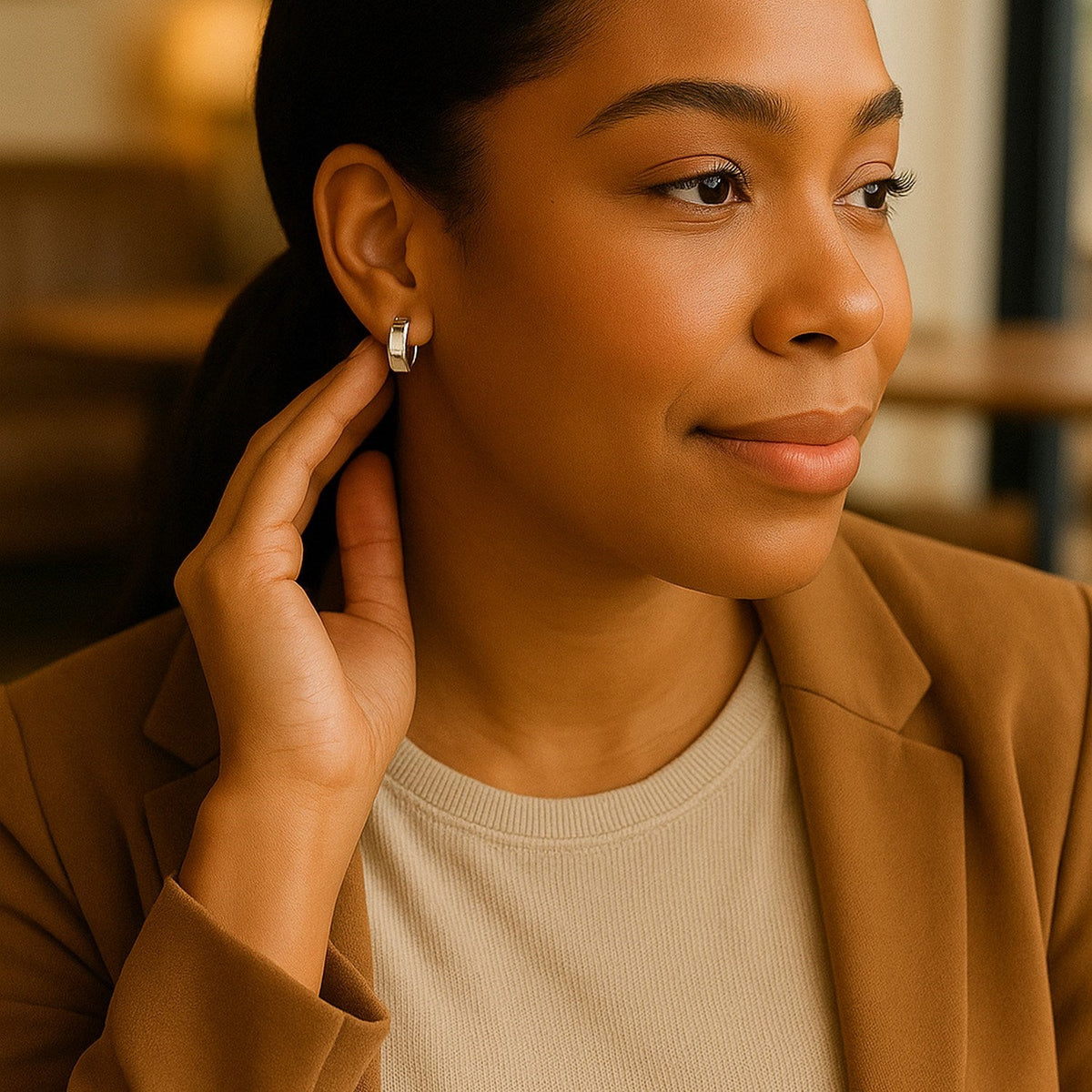 14k White Gold Snuggable Hoop Earrings - LinkagejewelrydesignLinkagejewelrydesign