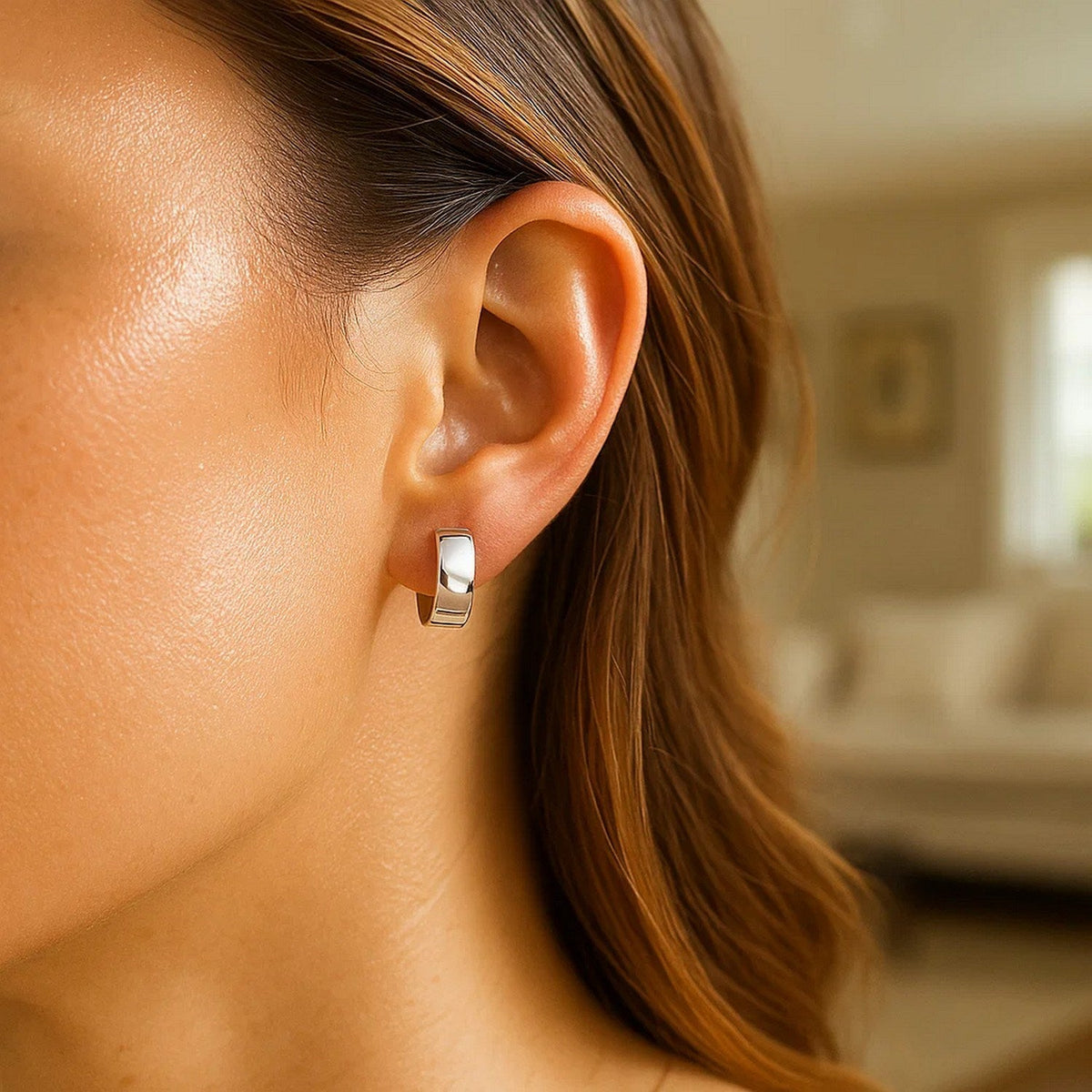 14k White Gold Snuggable Hoop Earrings - LinkagejewelrydesignLinkagejewelrydesign