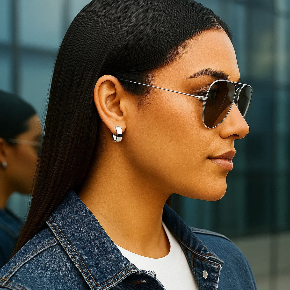 14k White Gold Snuggable Hoop Earrings - LinkagejewelrydesignLinkagejewelrydesign