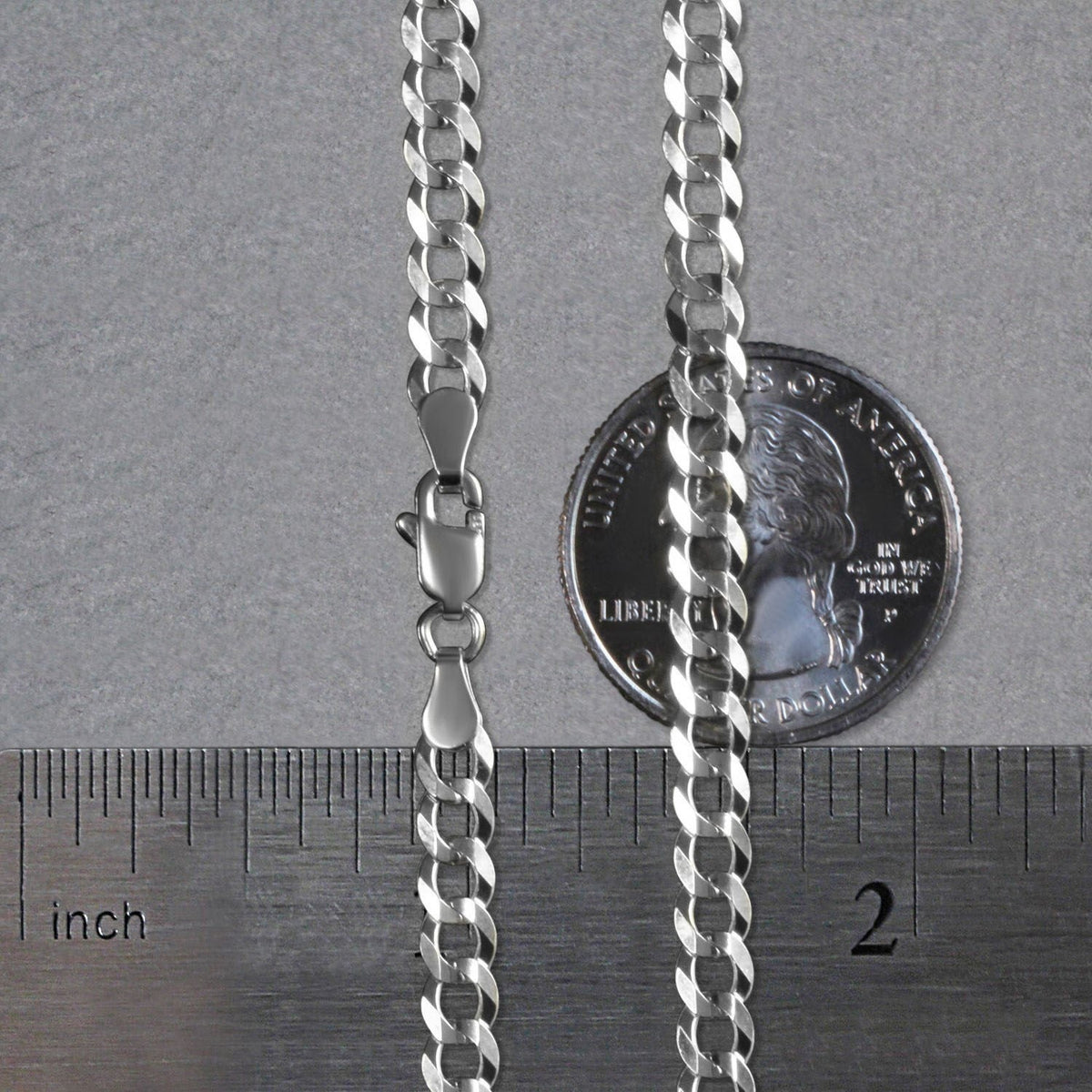 14k White Gold Solid Curb Chain (4.70 mm) - LinkagejewelrydesignLinkagejewelrydesign