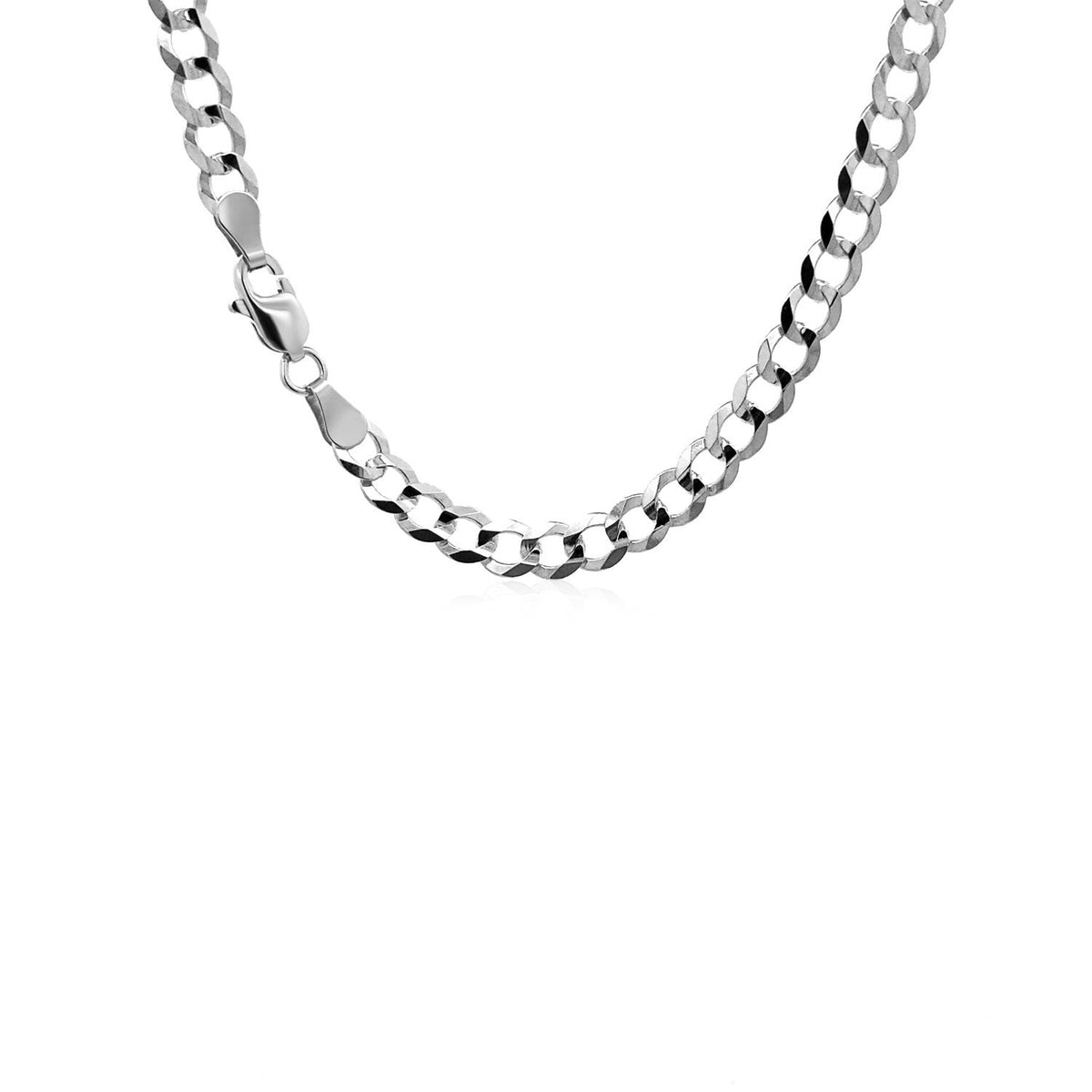 14k White Gold Solid Curb Chain (4.70 mm) - LinkagejewelrydesignLinkagejewelrydesign
