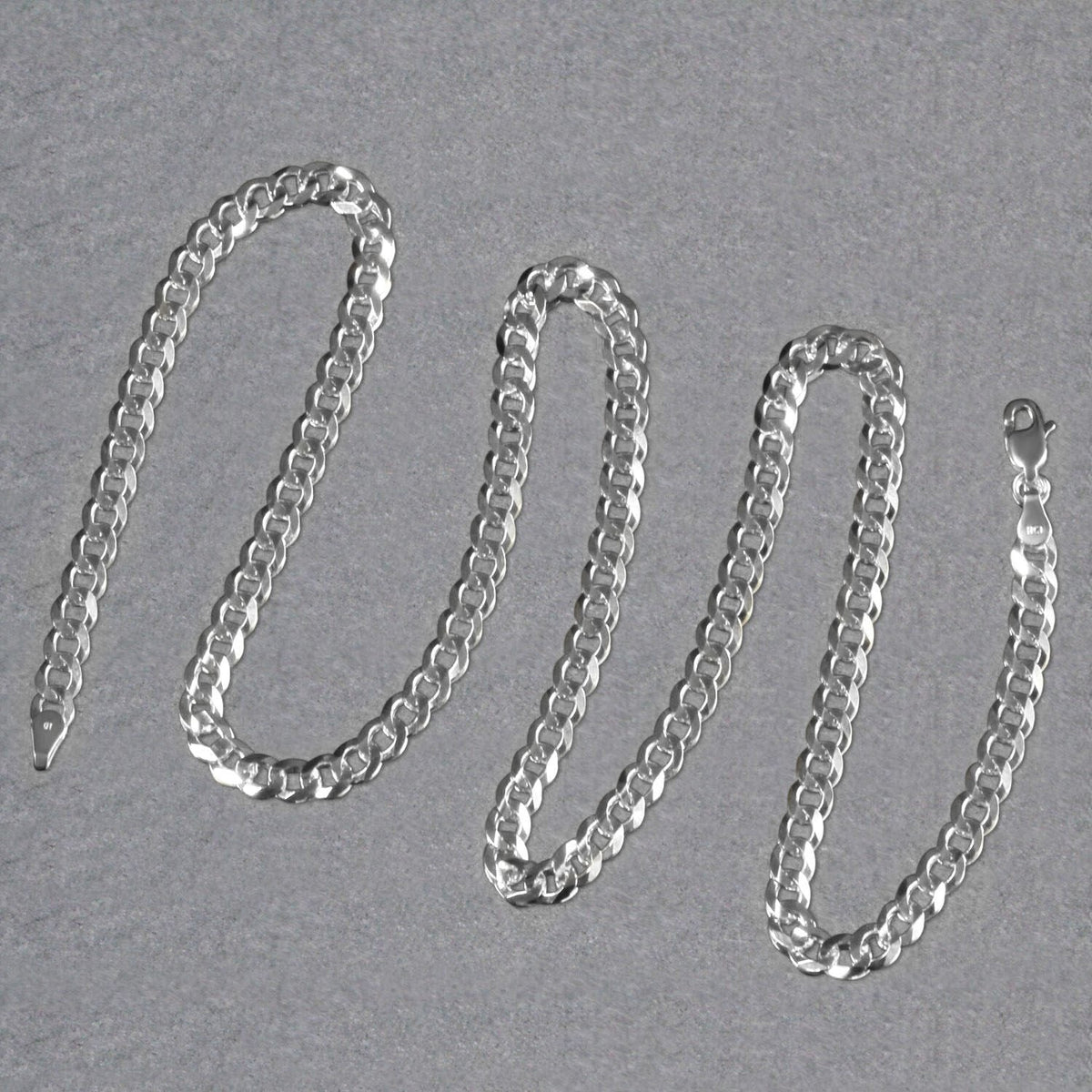 14k White Gold Solid Curb Chain (4.70 mm) - LinkagejewelrydesignLinkagejewelrydesign