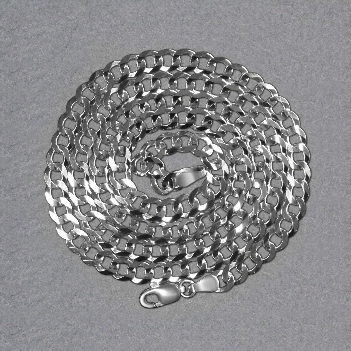 14k White Gold Solid Curb Chain (4.70 mm) - LinkagejewelrydesignLinkagejewelrydesign