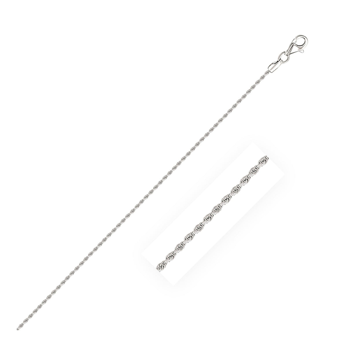 14k White Gold Solid Diamond Cut Rope Bracelet 1.5mm - LinkagejewelrydesignLinkagejewelrydesign