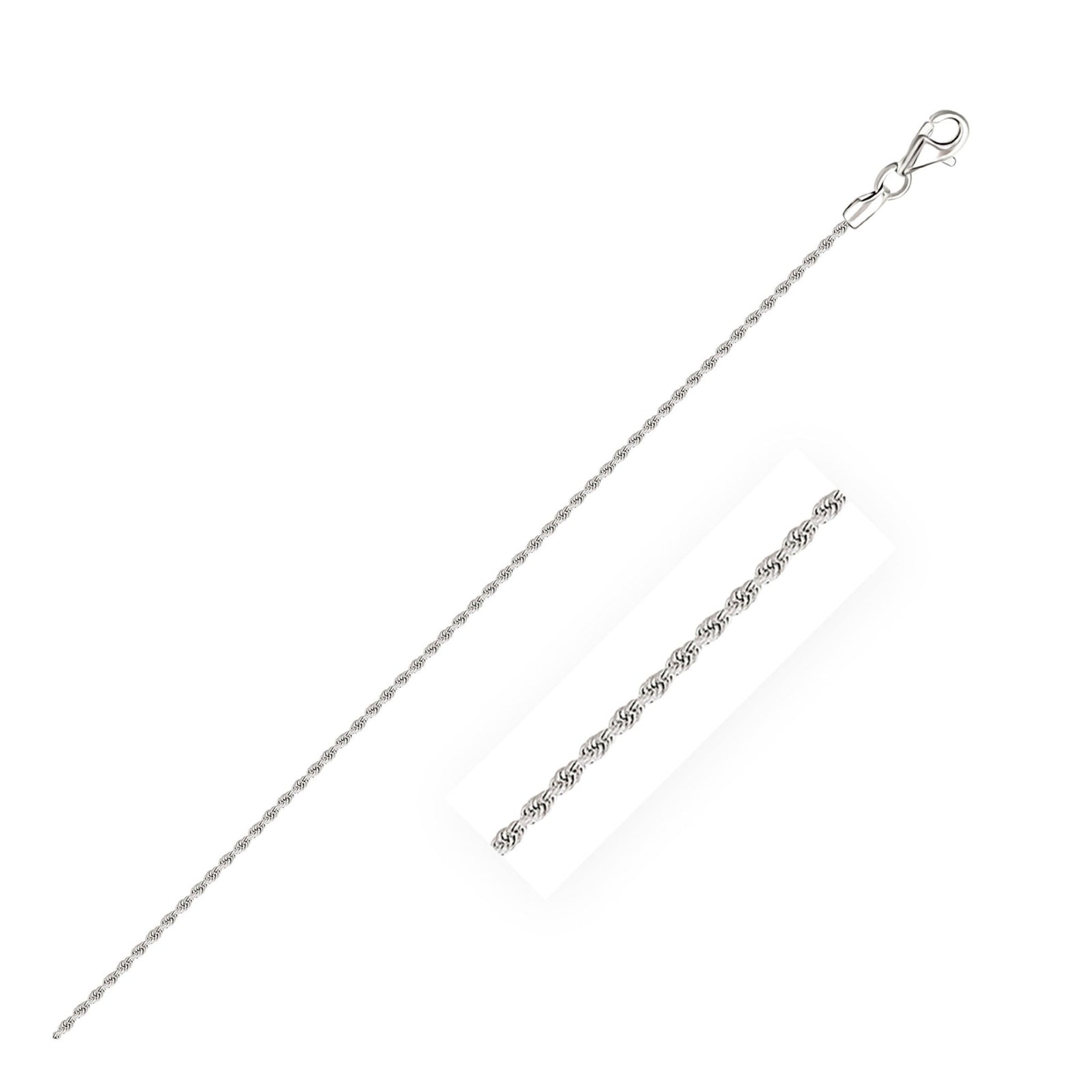 14k White Gold Solid Diamond Cut Rope Bracelet 1.5mm - LinkagejewelrydesignLinkagejewelrydesign
