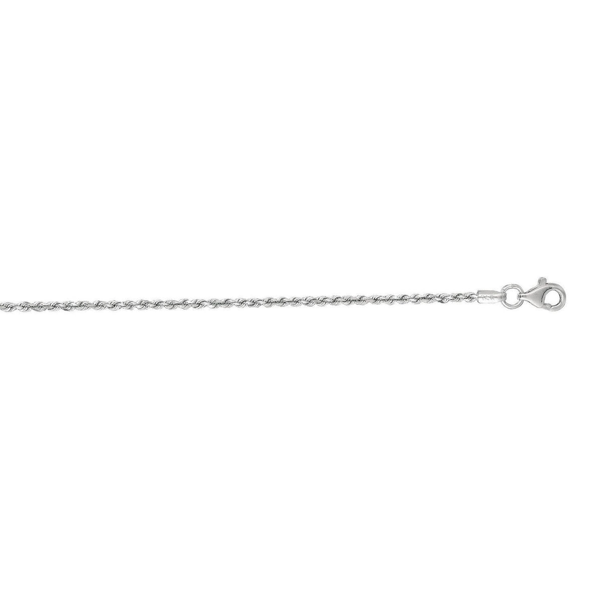 14k White Gold Solid Diamond Cut Rope Bracelet 1.5mm - LinkagejewelrydesignLinkagejewelrydesign