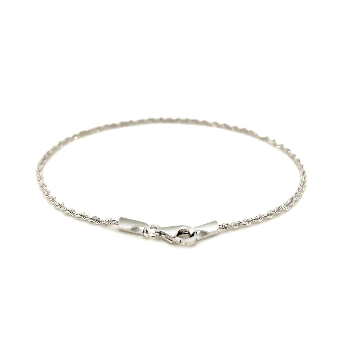 14k White Gold Solid Diamond Cut Rope Bracelet 1.5mm - LinkagejewelrydesignLinkagejewelrydesign