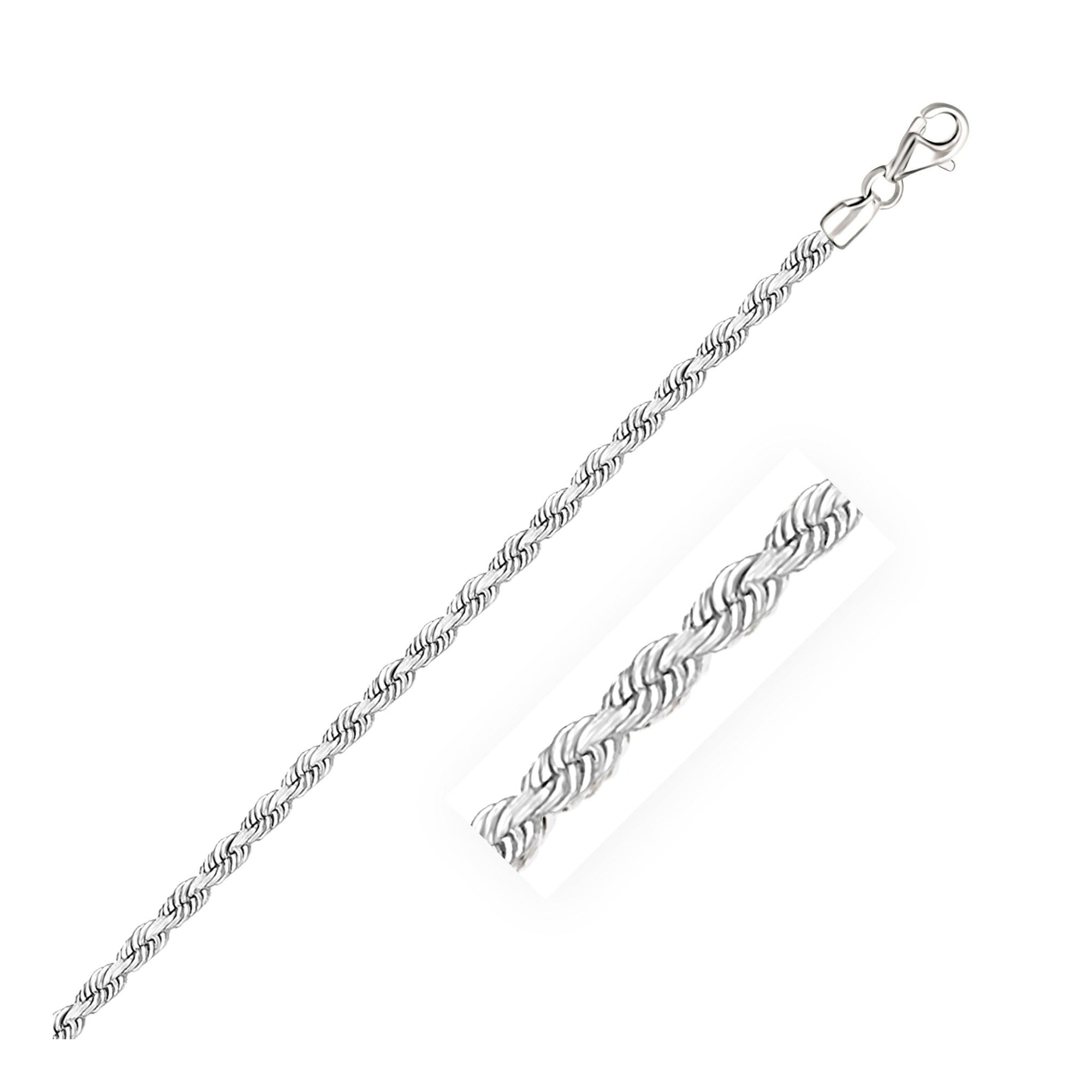 14k White Gold Solid Diamond Cut Rope Bracelet (3.00 mm) - LinkagejewelrydesignLinkagejewelrydesign