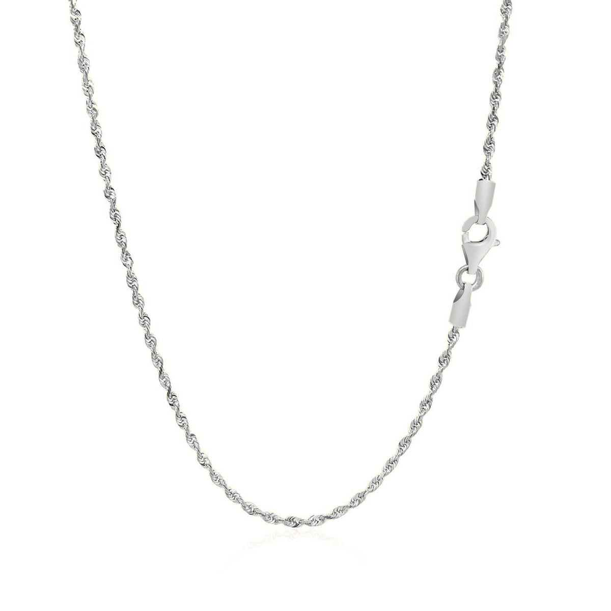 14k White Gold Solid Diamond Cut Rope Chain 1.5mm - LinkagejewelrydesignLinkagejewelrydesign