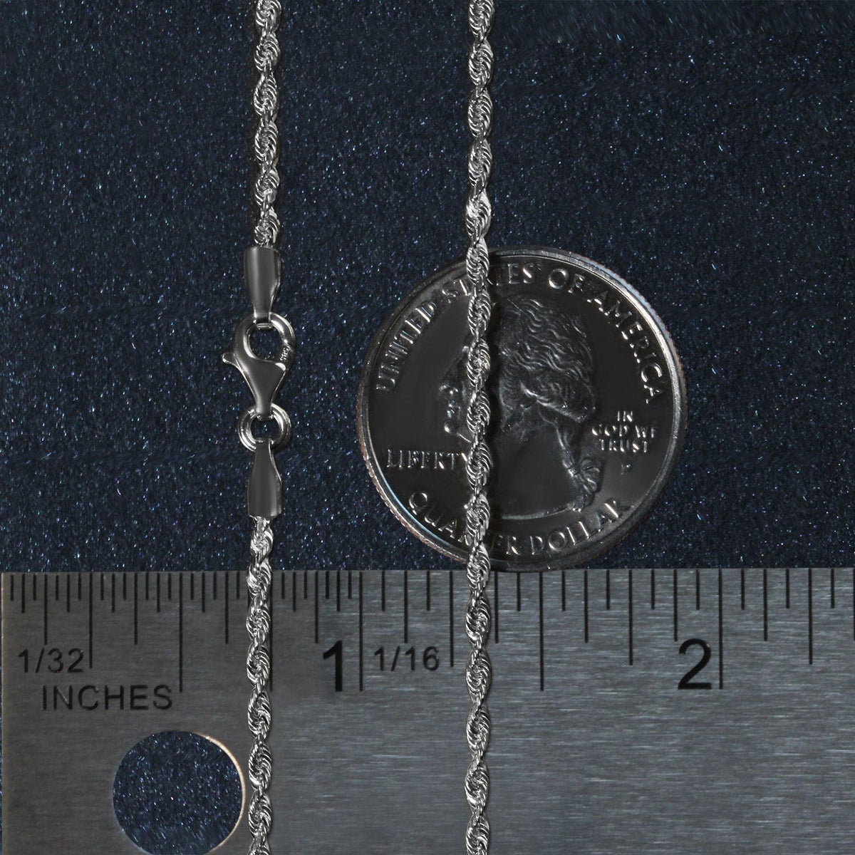 14k White Gold Solid Diamond Cut Rope Chain (1.80 mm) - LinkagejewelrydesignLinkagejewelrydesign