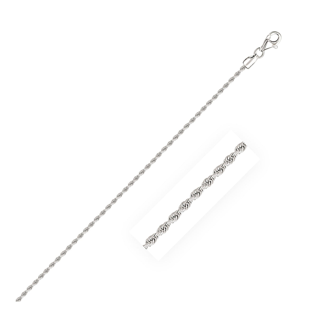 14k White Gold Solid Diamond Cut Rope Chain (1.80 mm) - LinkagejewelrydesignLinkagejewelrydesign