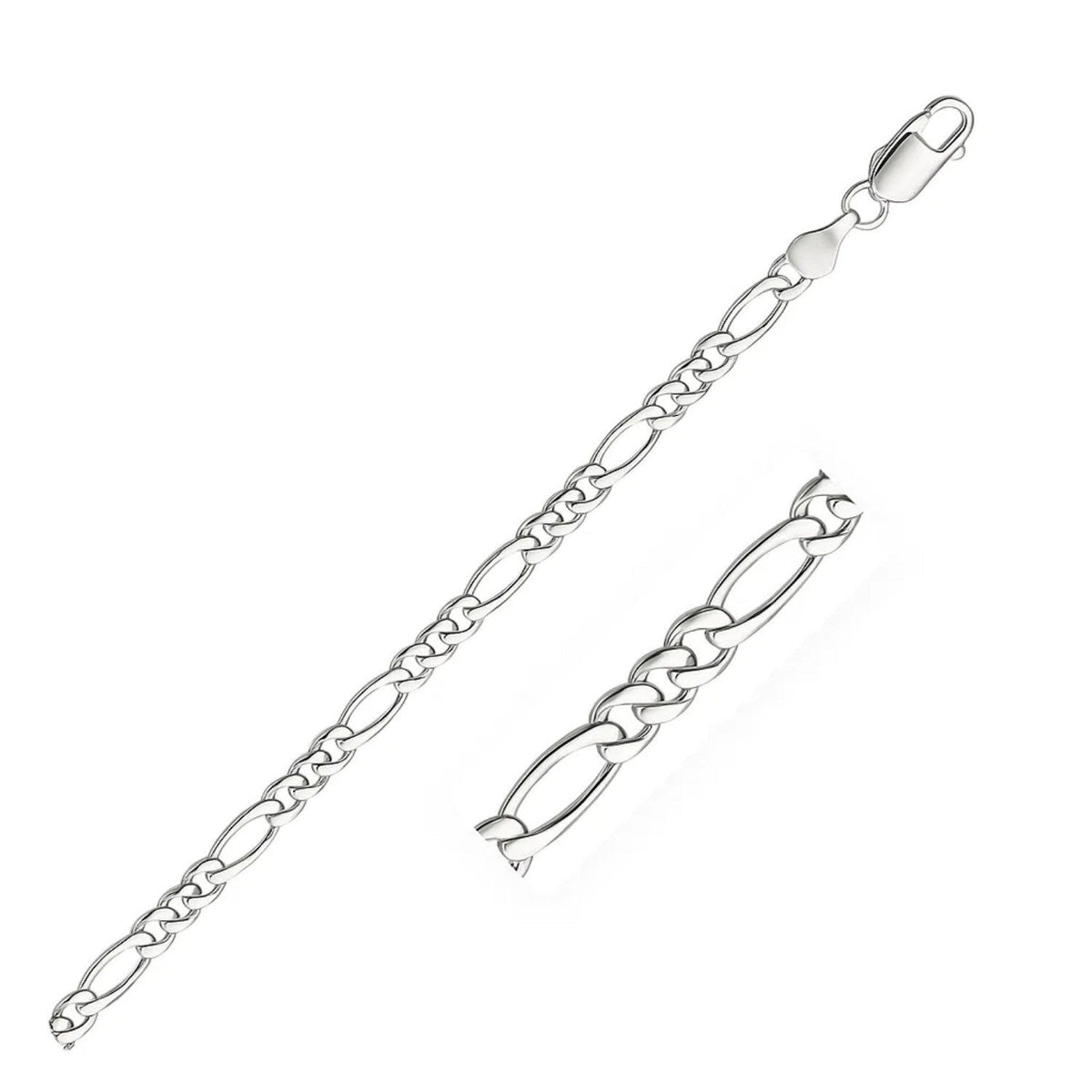 14k White Gold Solid Figaro Bracelet (3.80 mm) - LinkagejewelrydesignLinkagejewelrydesign