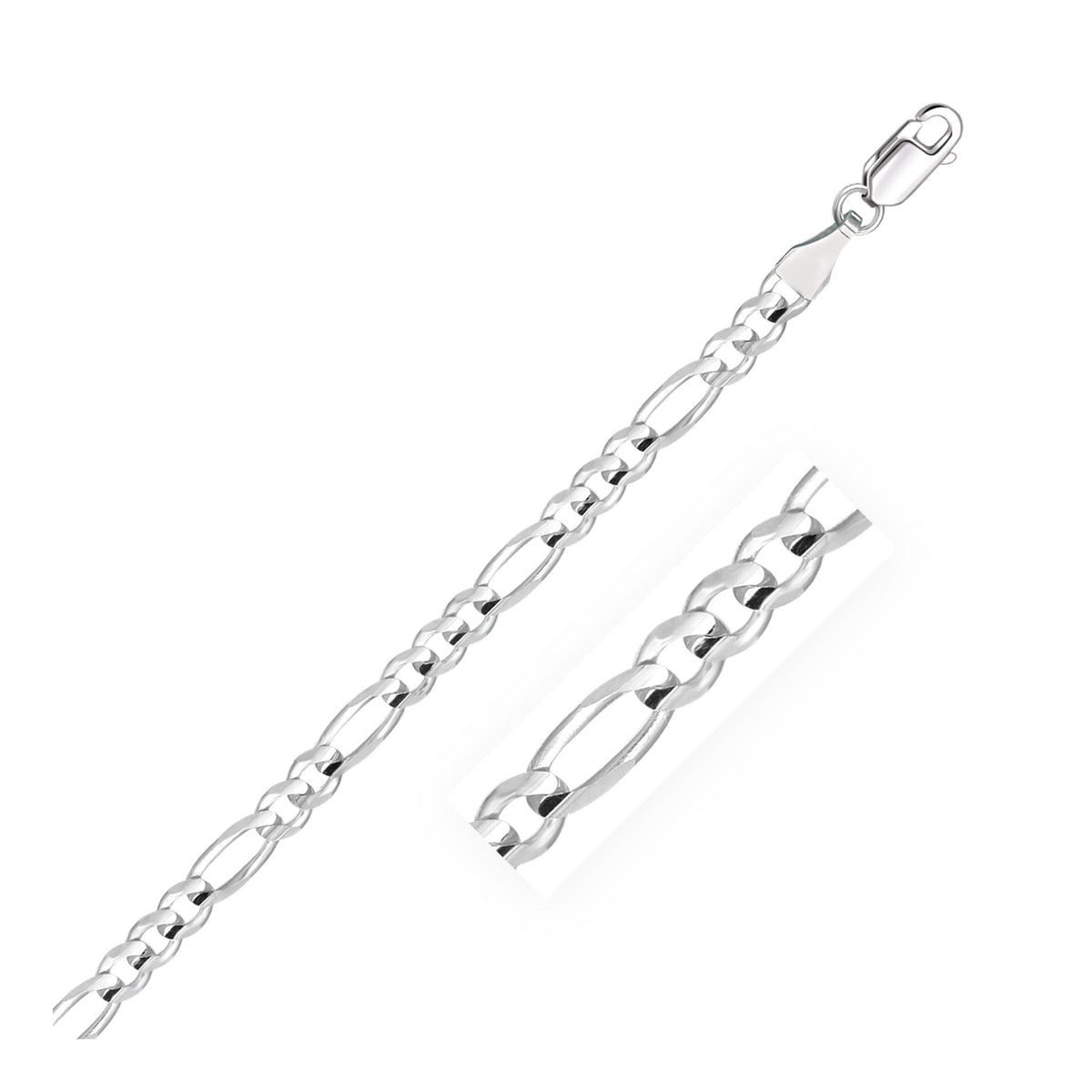 14k White Gold Solid Figaro Bracelet (4.50 mm) - LinkagejewelrydesignLinkagejewelrydesign