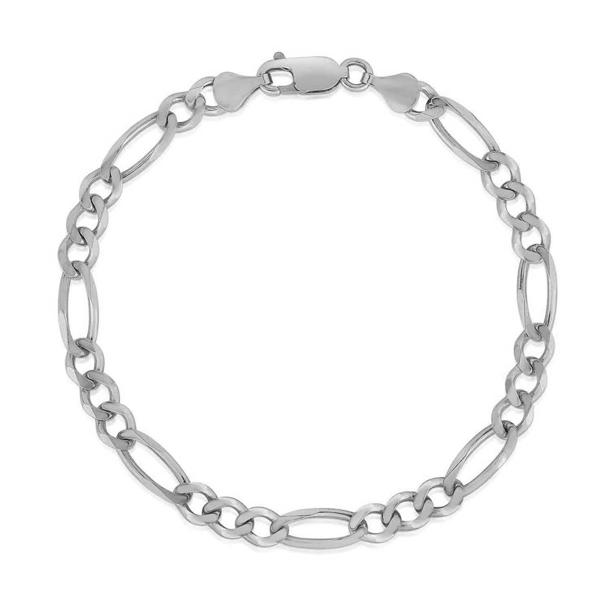 14k White Gold Solid Figaro Bracelet (4.50 mm) - LinkagejewelrydesignLinkagejewelrydesign