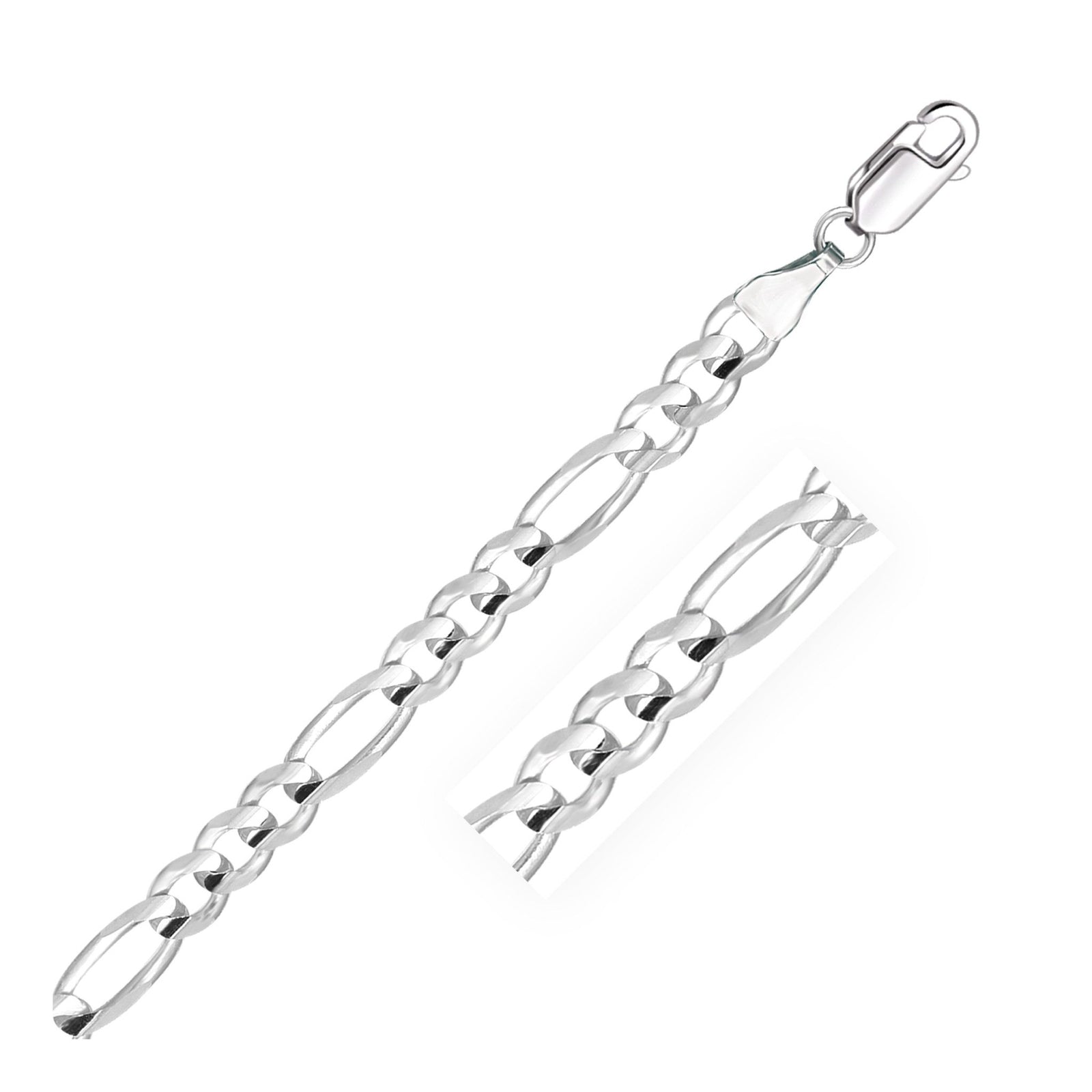 14k White Gold Solid Figaro Bracelet (6.00 mm) - LinkagejewelrydesignLinkagejewelrydesign