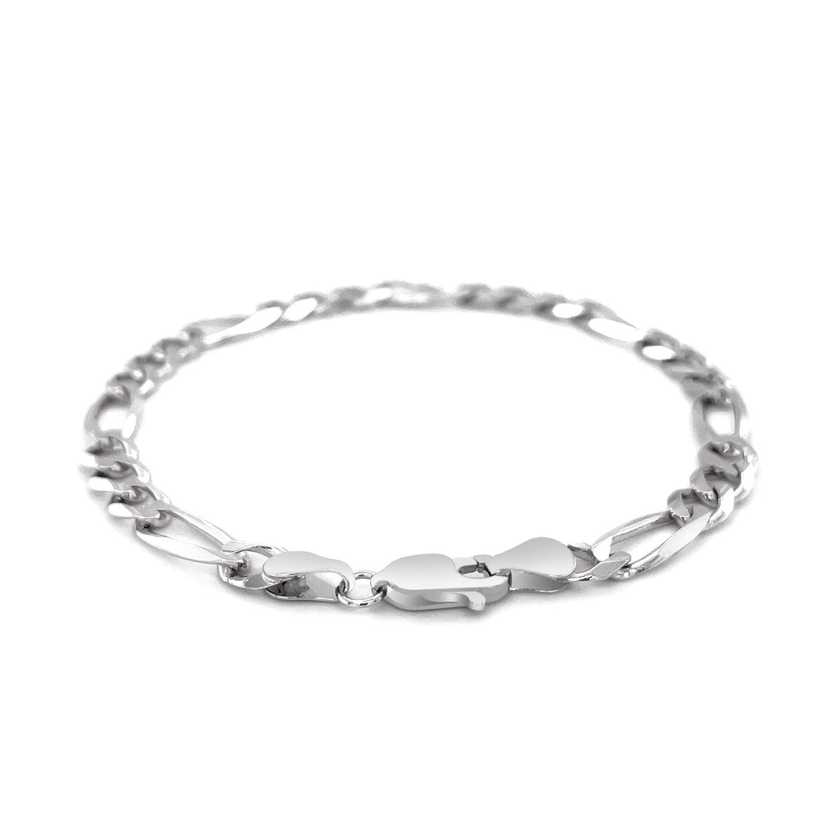 14k White Gold Solid Figaro Bracelet (6.00 mm) - LinkagejewelrydesignLinkagejewelrydesign