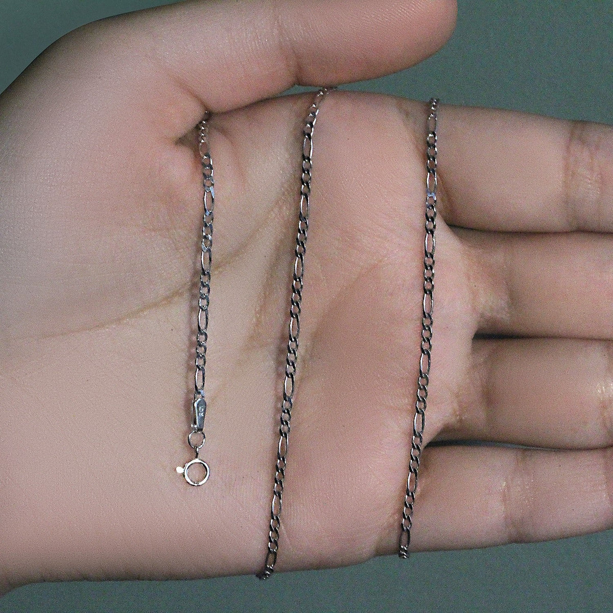 14k White Gold Solid Figaro Chain 1.9mm - LinkagejewelrydesignLinkagejewelrydesign