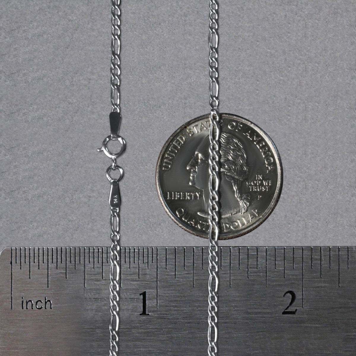 14k White Gold Solid Figaro Chain 1.9mm - LinkagejewelrydesignLinkagejewelrydesign