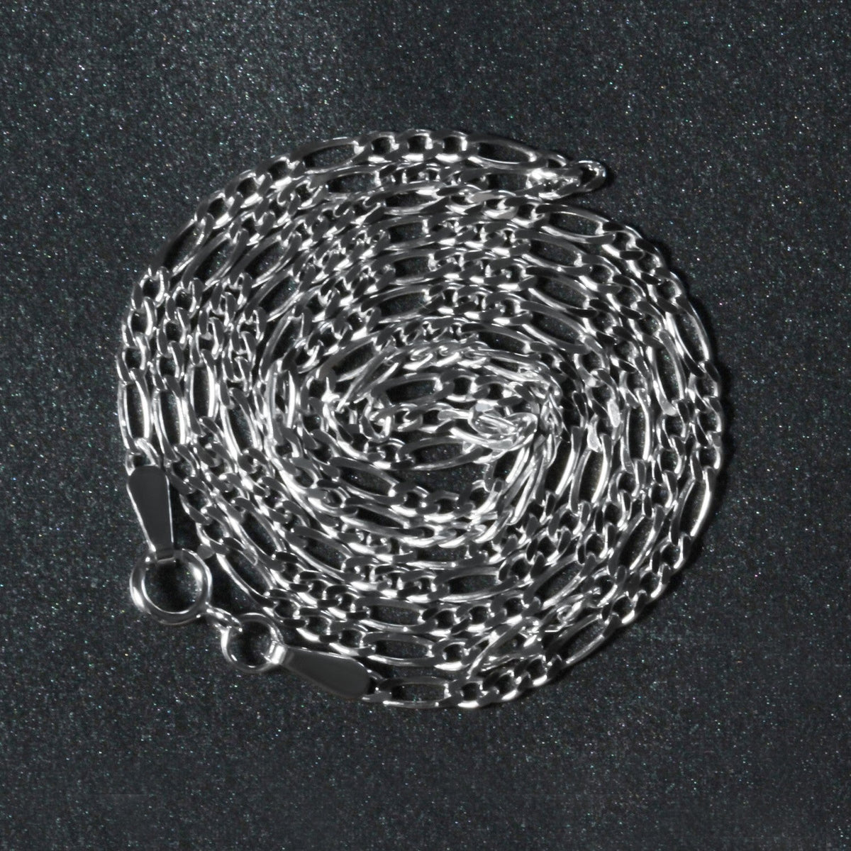 14k White Gold Solid Figaro Chain 1.9mm - LinkagejewelrydesignLinkagejewelrydesign