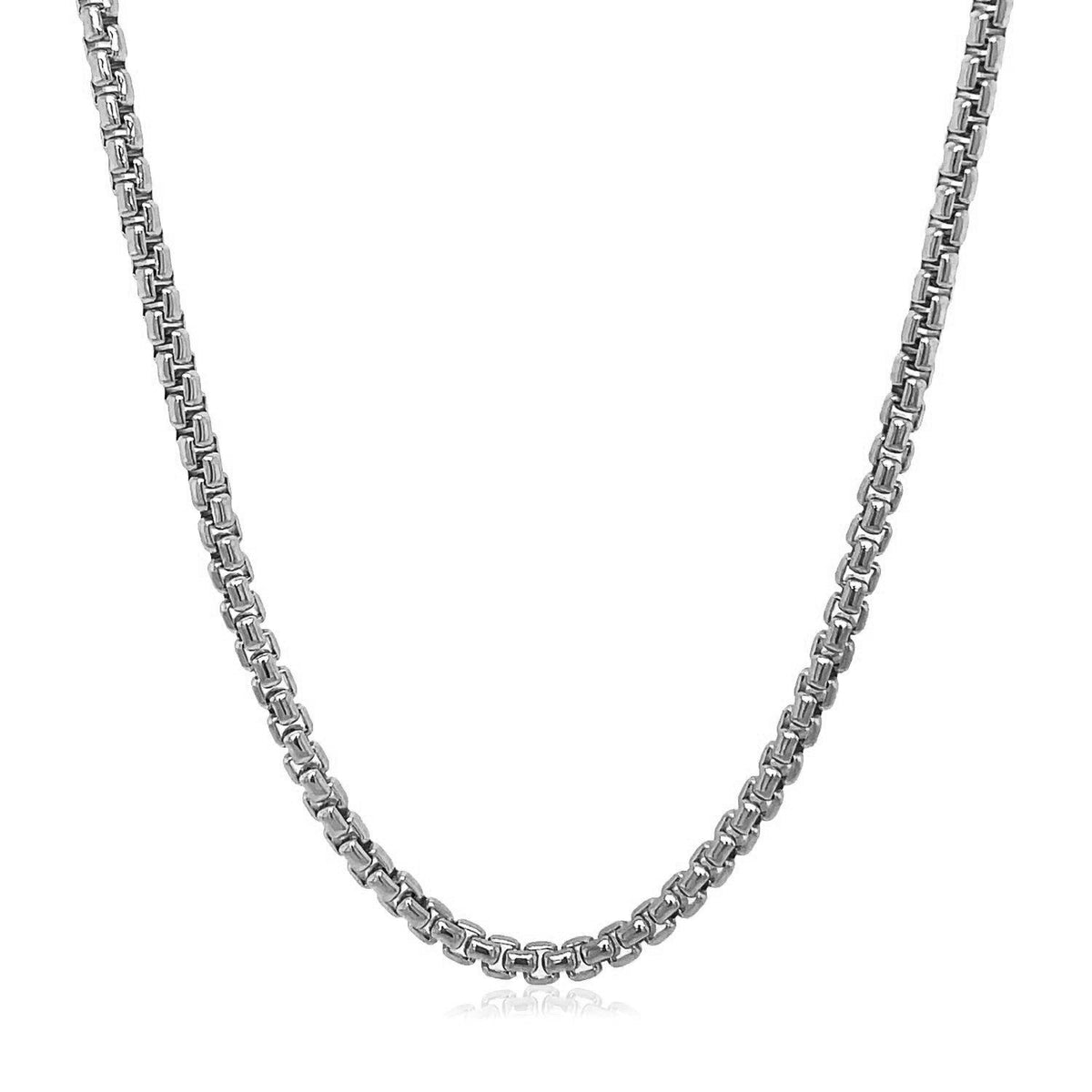 14k White Gold Solid Round Box Chain 2.5 mm - LinkagejewelrydesignLinkagejewelrydesign