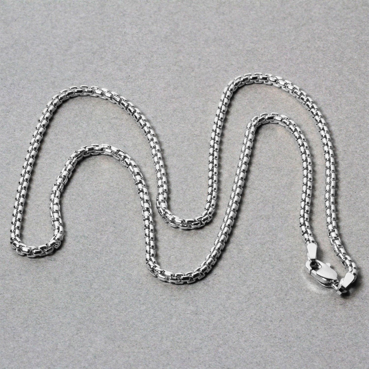 14k White Gold Solid Round Box Chain 2.5 mm - LinkagejewelrydesignLinkagejewelrydesign