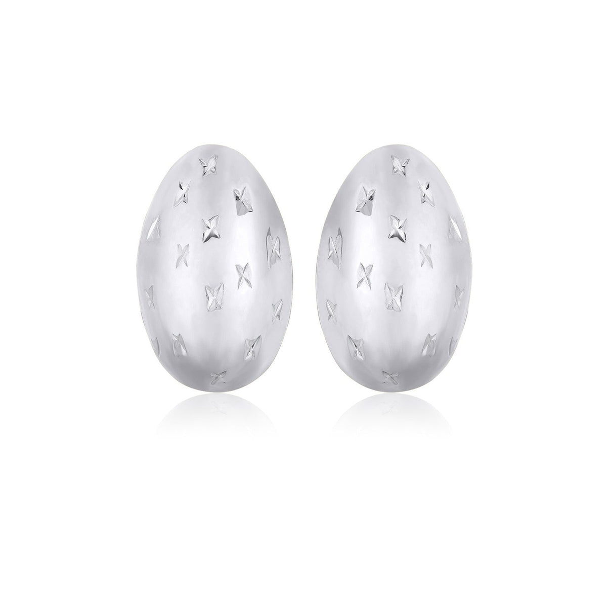 14K White Gold Sparkle Kiss Diamond - cut Oval Stud Earrings - LinkagejewelrydesignLinkagejewelrydesign