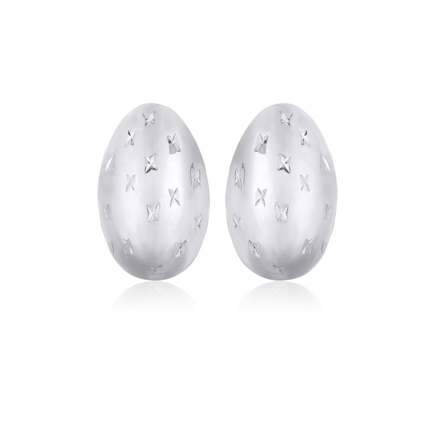 14K White Gold Sparkle Kiss Diamond - cut Oval Stud Earrings - LinkagejewelrydesignLinkagejewelrydesign