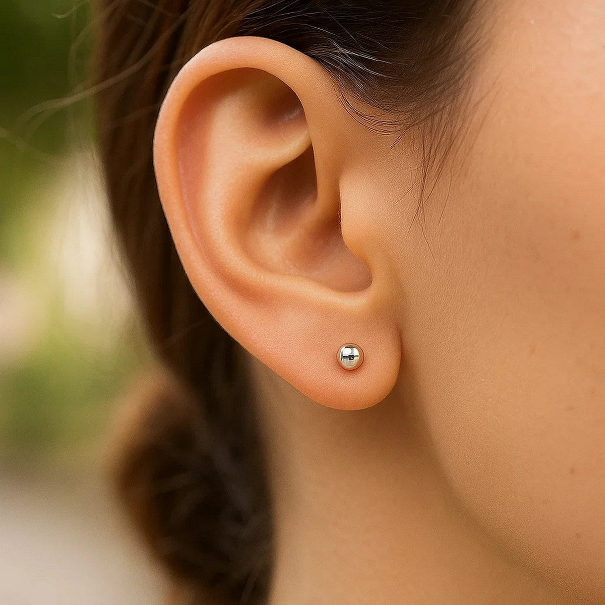 14k White Gold Spherical Stud Earrings (3mm) - LinkagejewelrydesignLinkagejewelrydesign